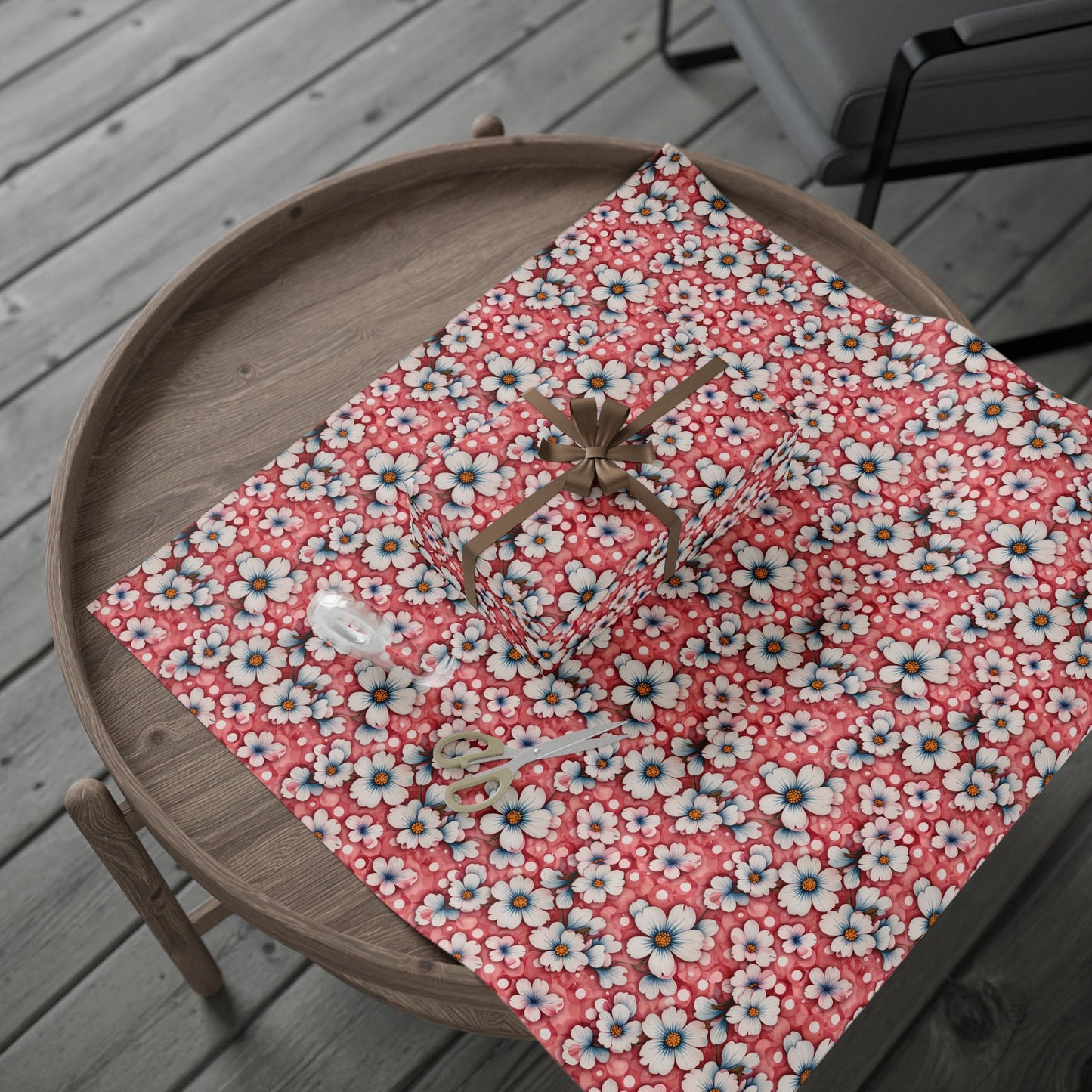 Pink Floral Wrapping Paper Roll