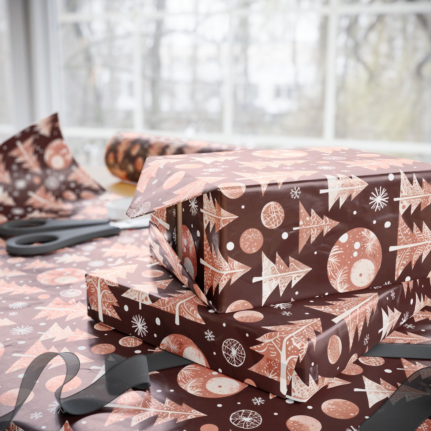 Cocoa Pines – Warm Neutral Christmas Wrapping Paper