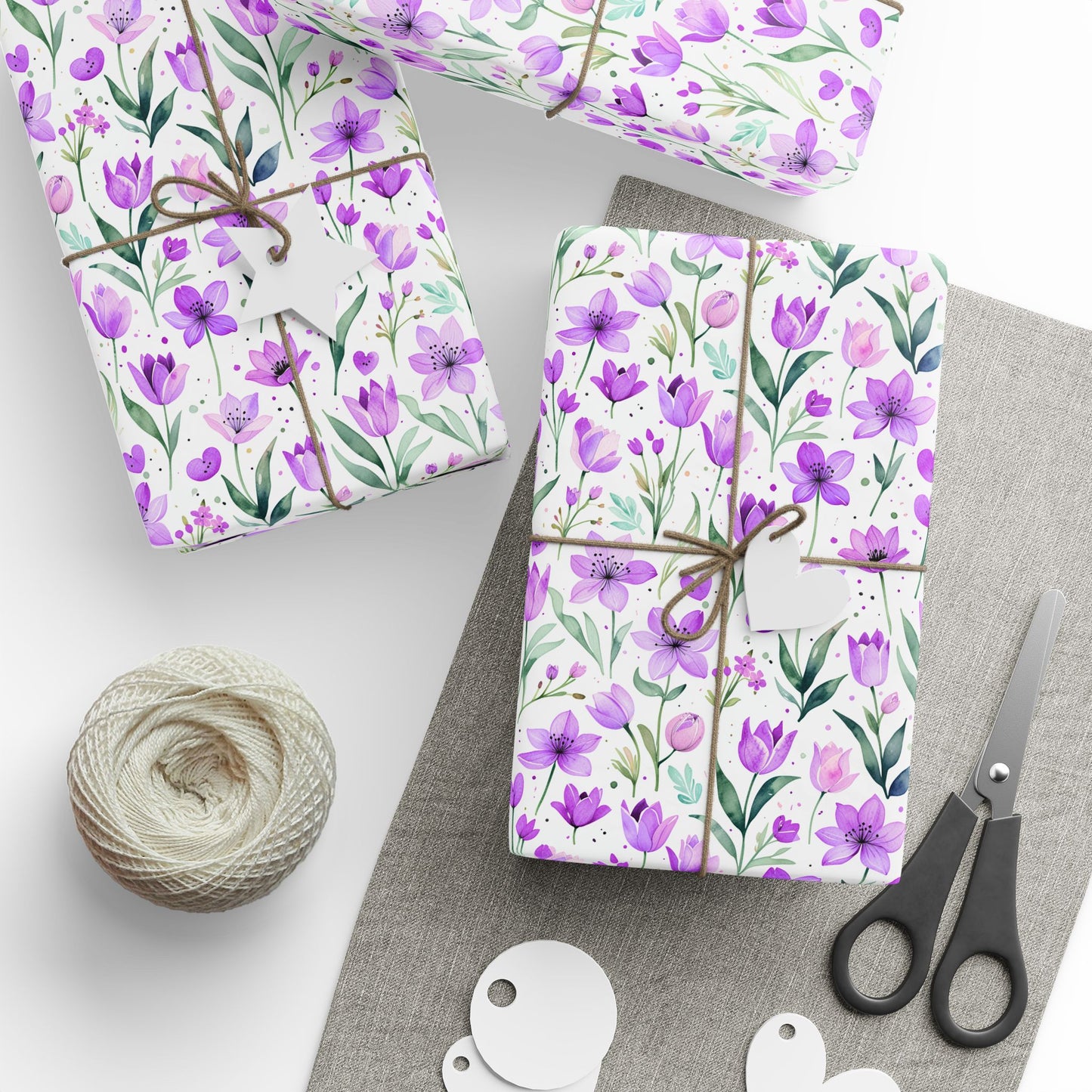 Purple Floral Gift Wrap Rolls