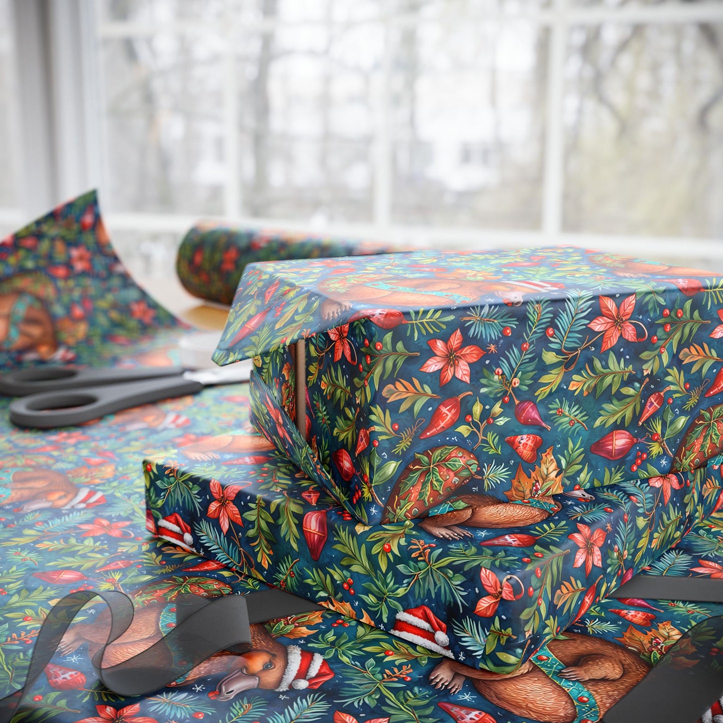 Merry & Quirky – Festive Platypus Wrapping Paper
