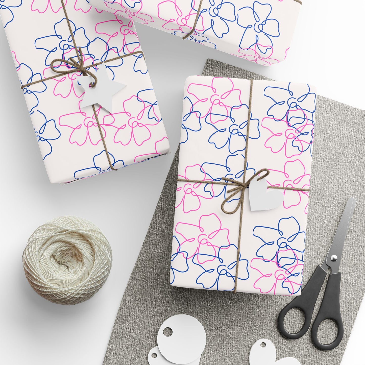 Floral Line Drawing Wrapping Paper Roll