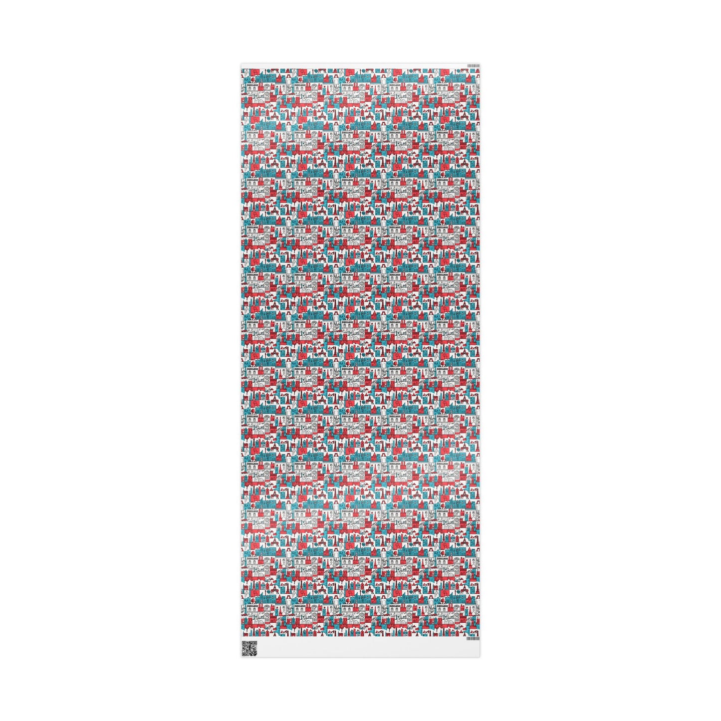 Wrapping Papers: Colorful Blue & Red Abstract Cityscape