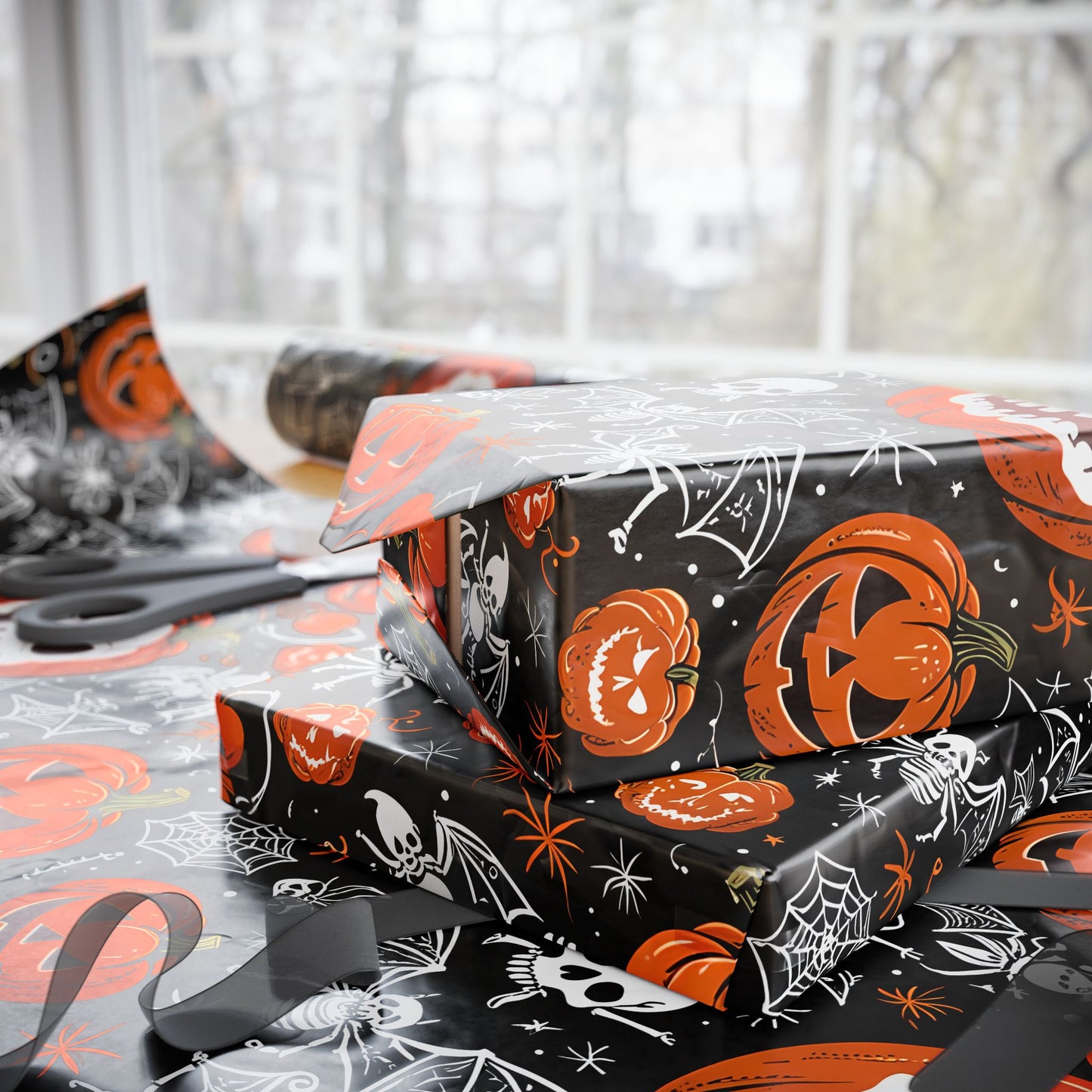 Black & Orange Halloween Wrapping Paper