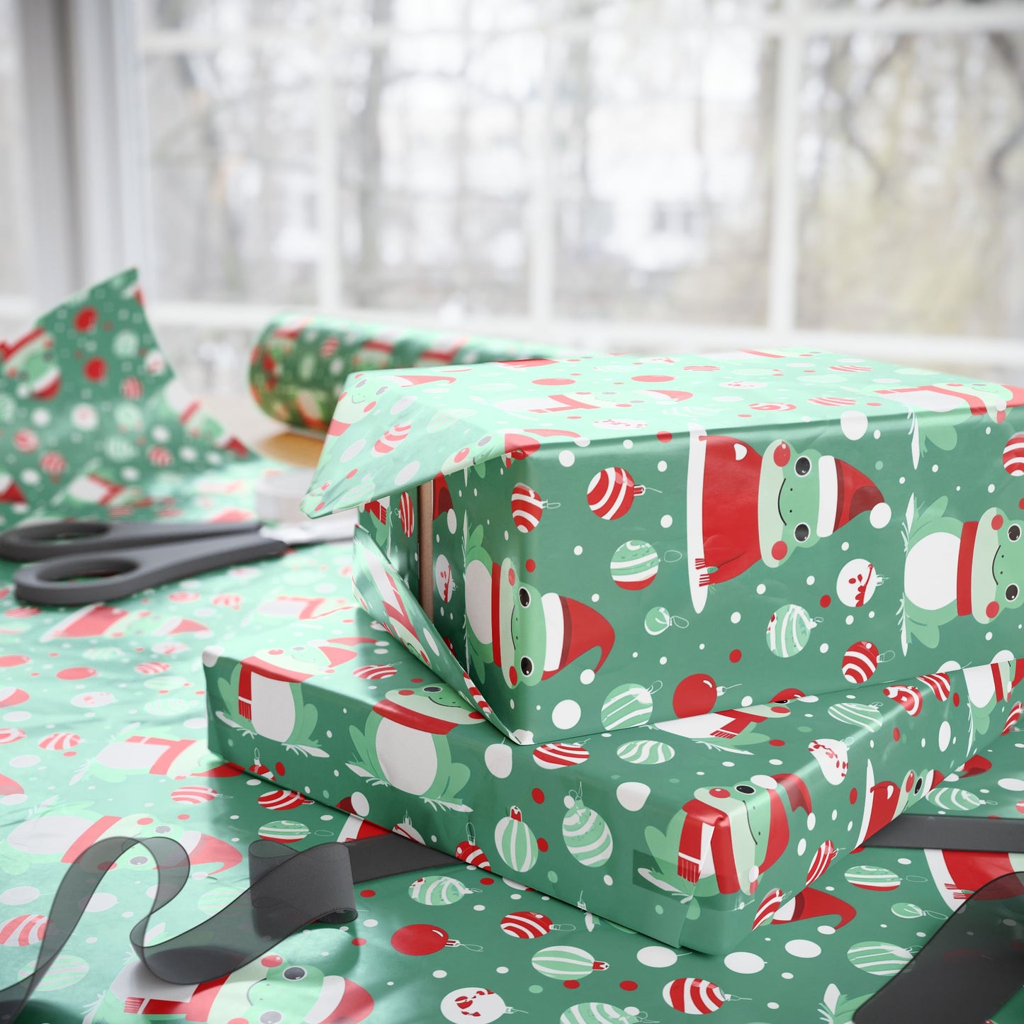 Hoppy Holidays โ Festive Frog Wrapping Paper That Jumps for Joy