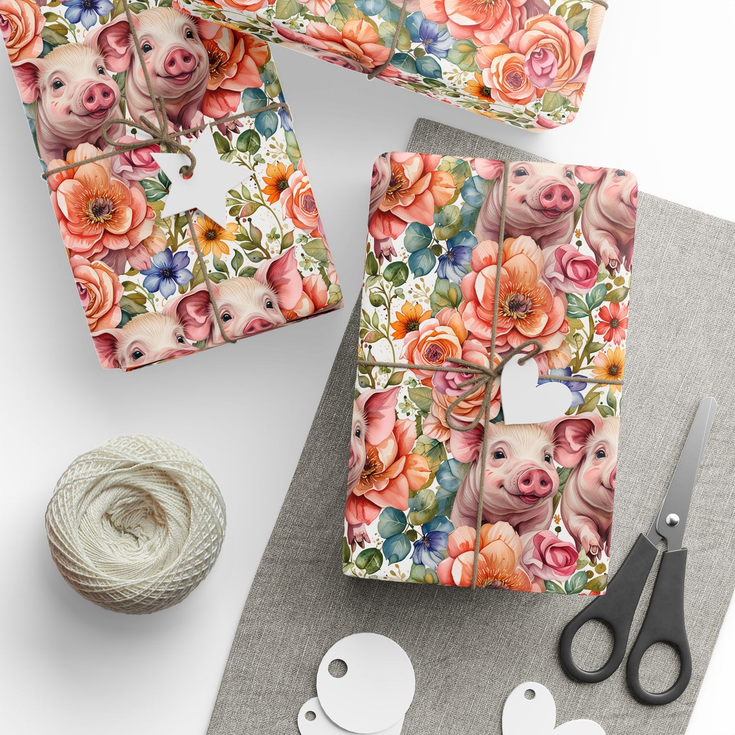 Charming Pink Pig Wrapping Paper