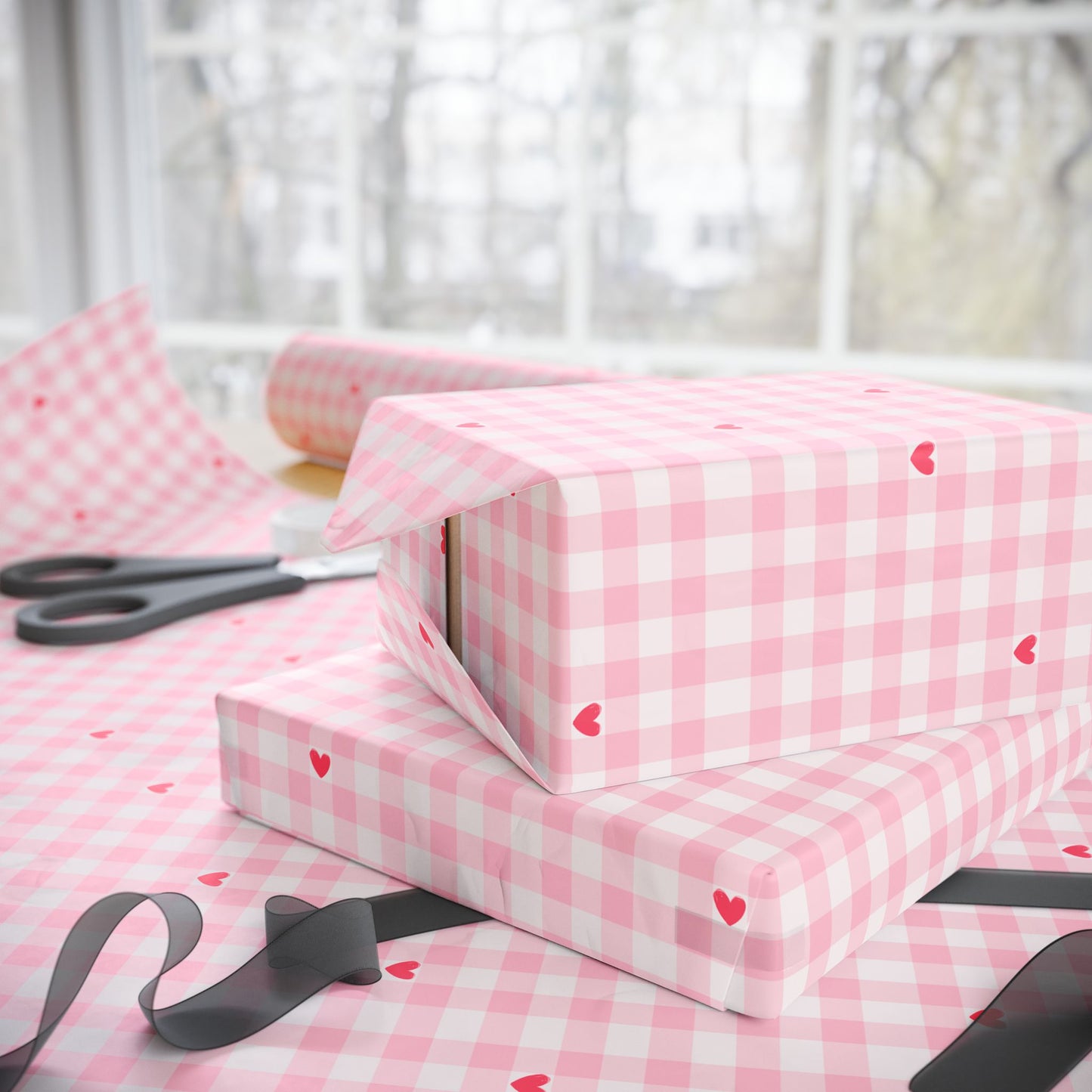 Pink Gingham Wrapping Paper