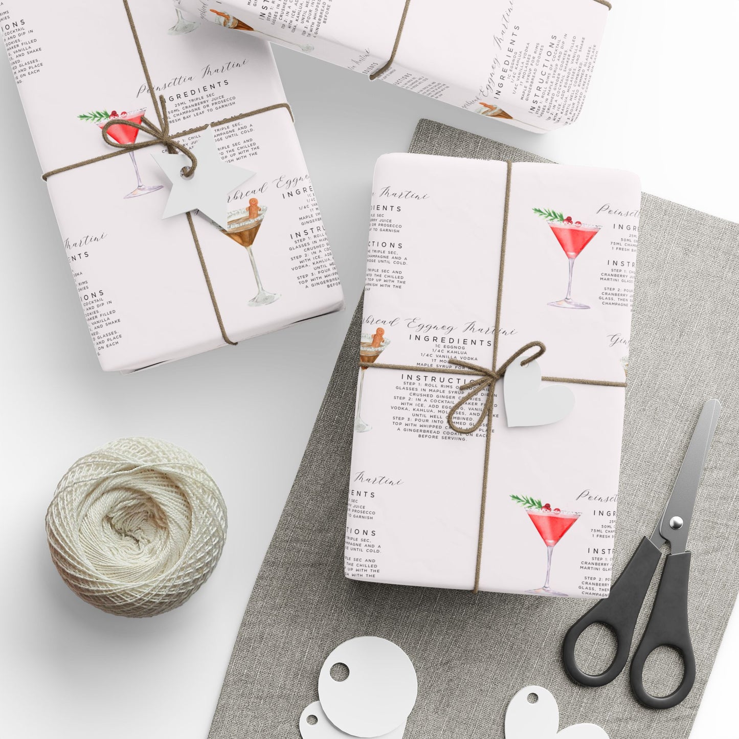 Tipsy Tinsel & Toasty Tidings - Cocktail Recipe - Print Wrapping Paper