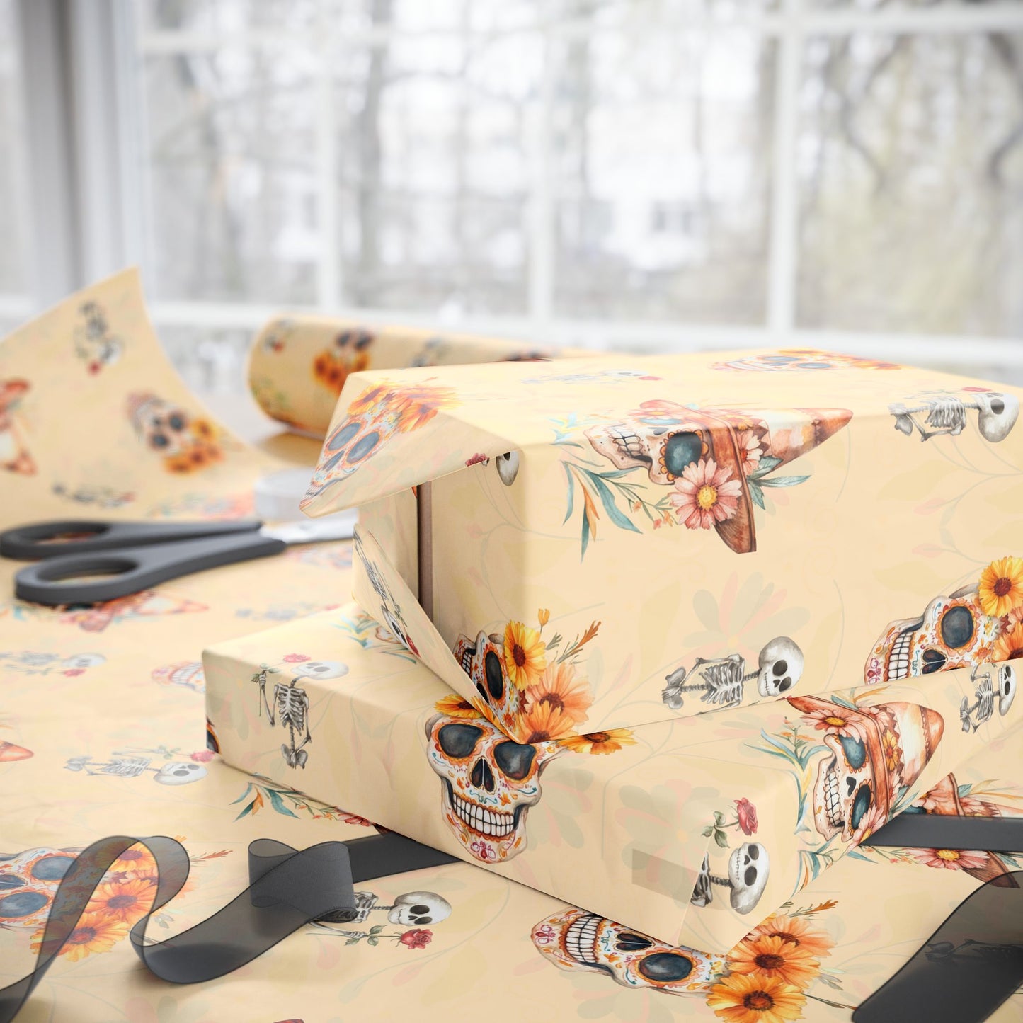 Fiesta Forever – Day of the Dead Floral Skull Wrapping Paper
