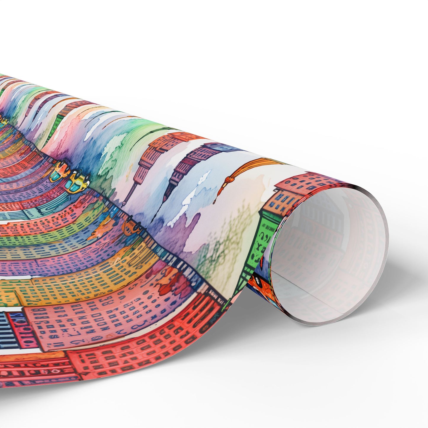 Abstract Cityscape Watercolor Gift Wrap
