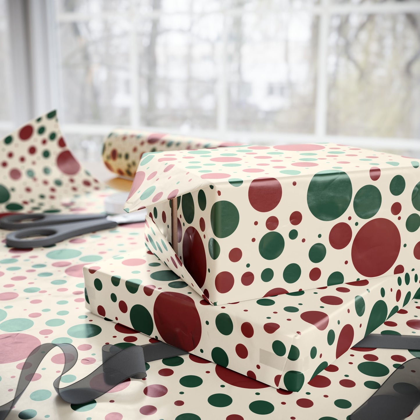 Festive Red & Green Dot Wrapping Paper