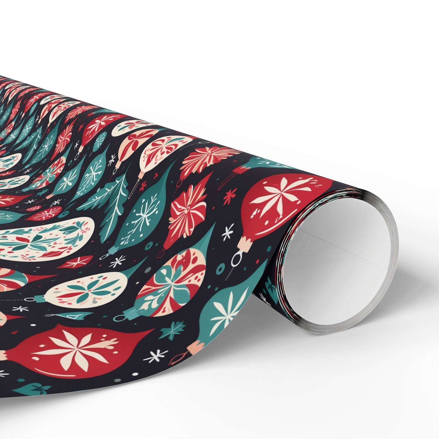 Colorful Aqua and Red Ornaments Wrapping Paper
