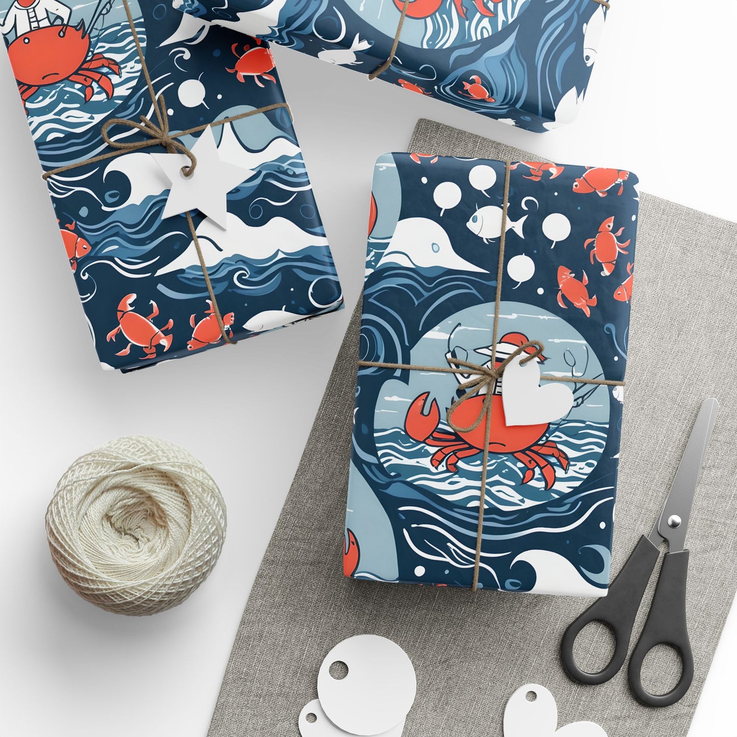 Silly Fisherman Wrapping Paper with Crab Design