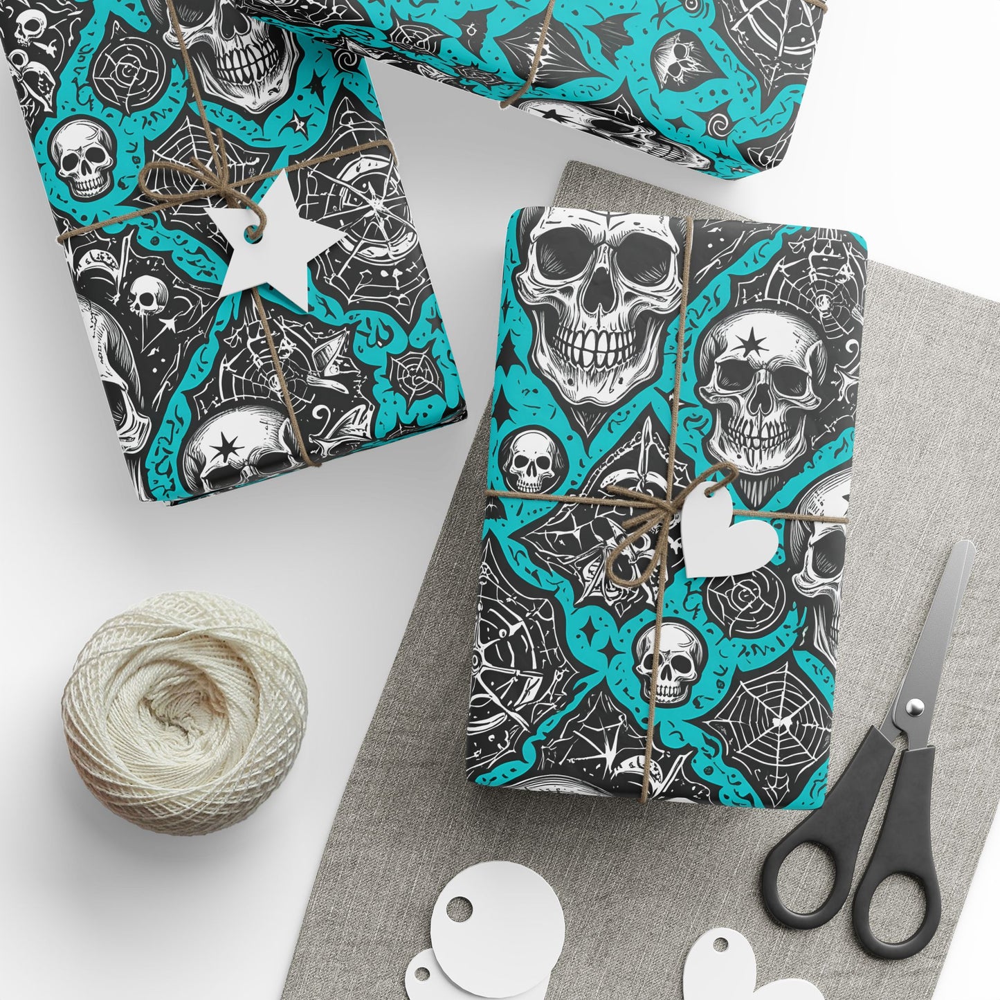Blue Gothic Skull Wrapping Paper