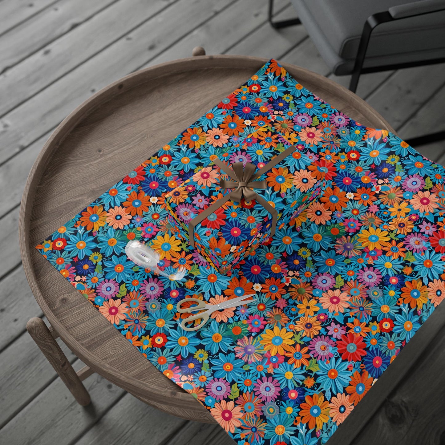 Botanical Colorful Flowers Gift Wrap Roll for Birthday - Lokipawz
