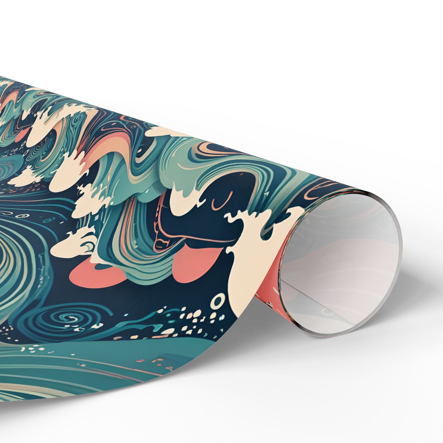 Ocean Wave Wrapping Papers - pink and blue