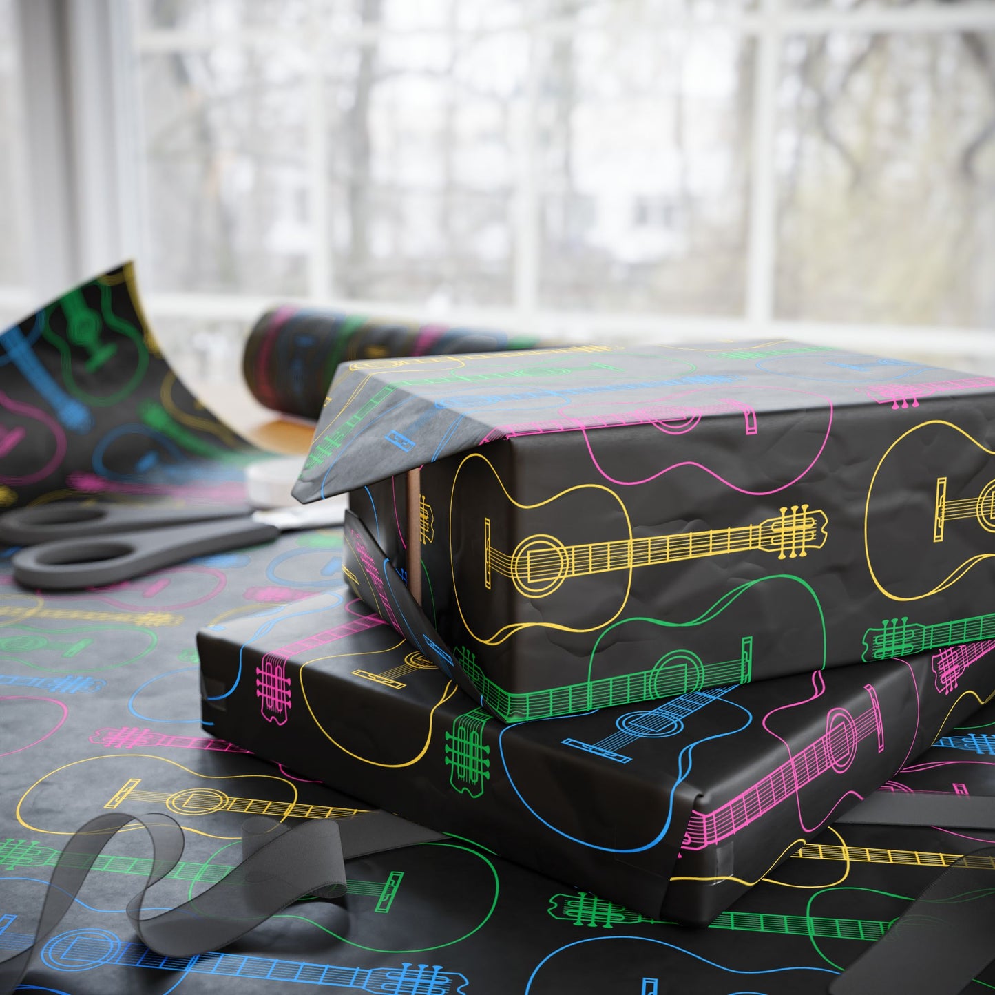 Wrapping Paper - Neon Guitar Design