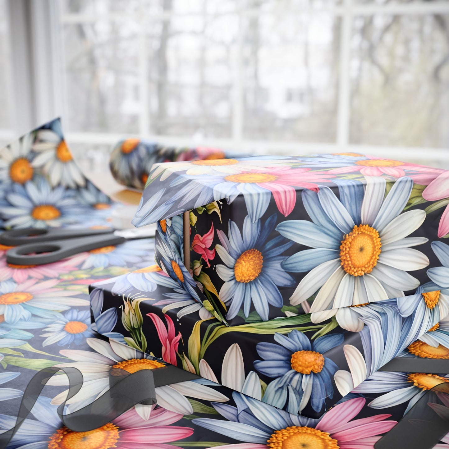 Gift Wrap - Elegant Floral Daisies