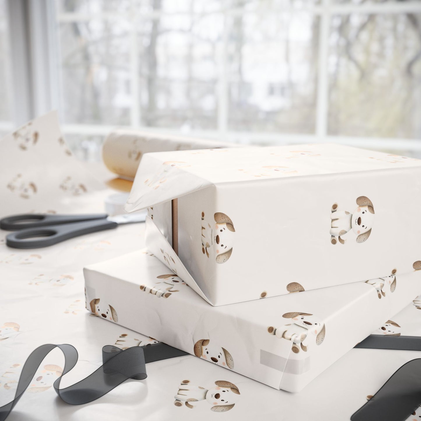 Cute Spotted Puppy Gift Wrap