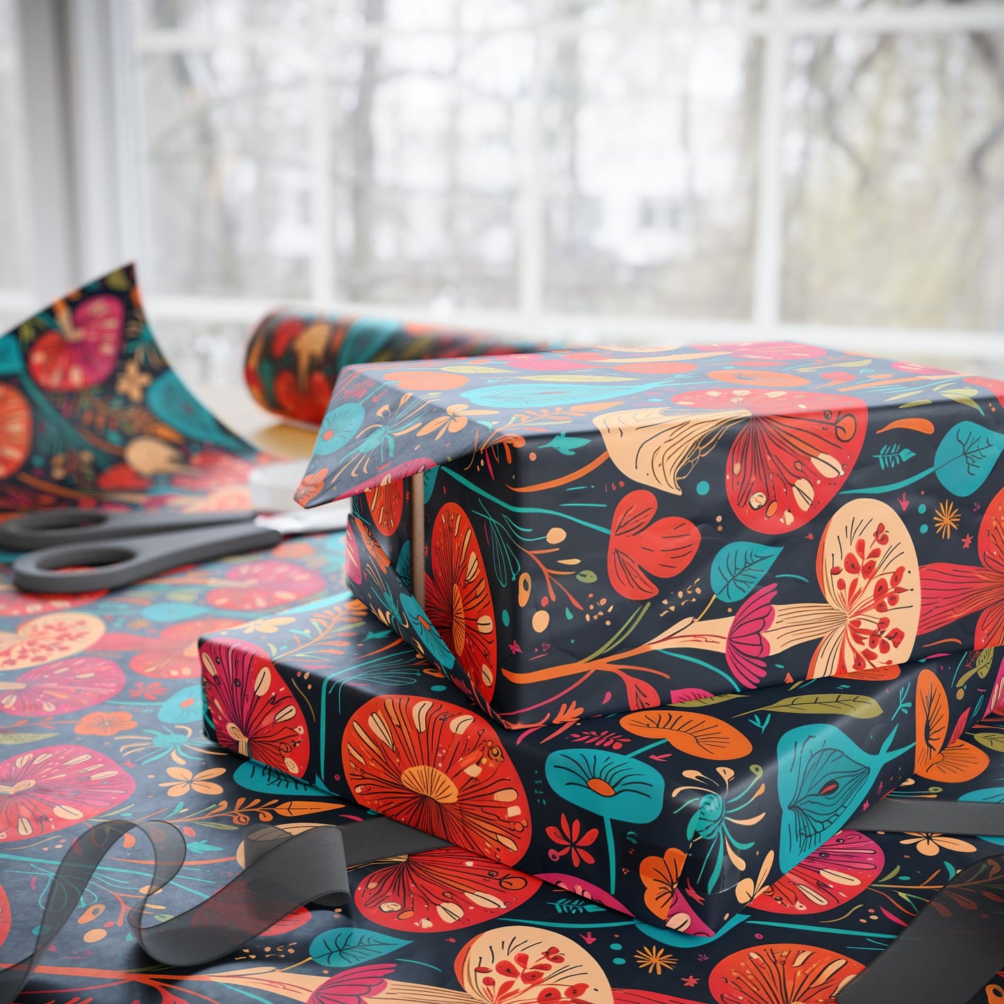 Retro Mushroom Motif Gift Wrap
