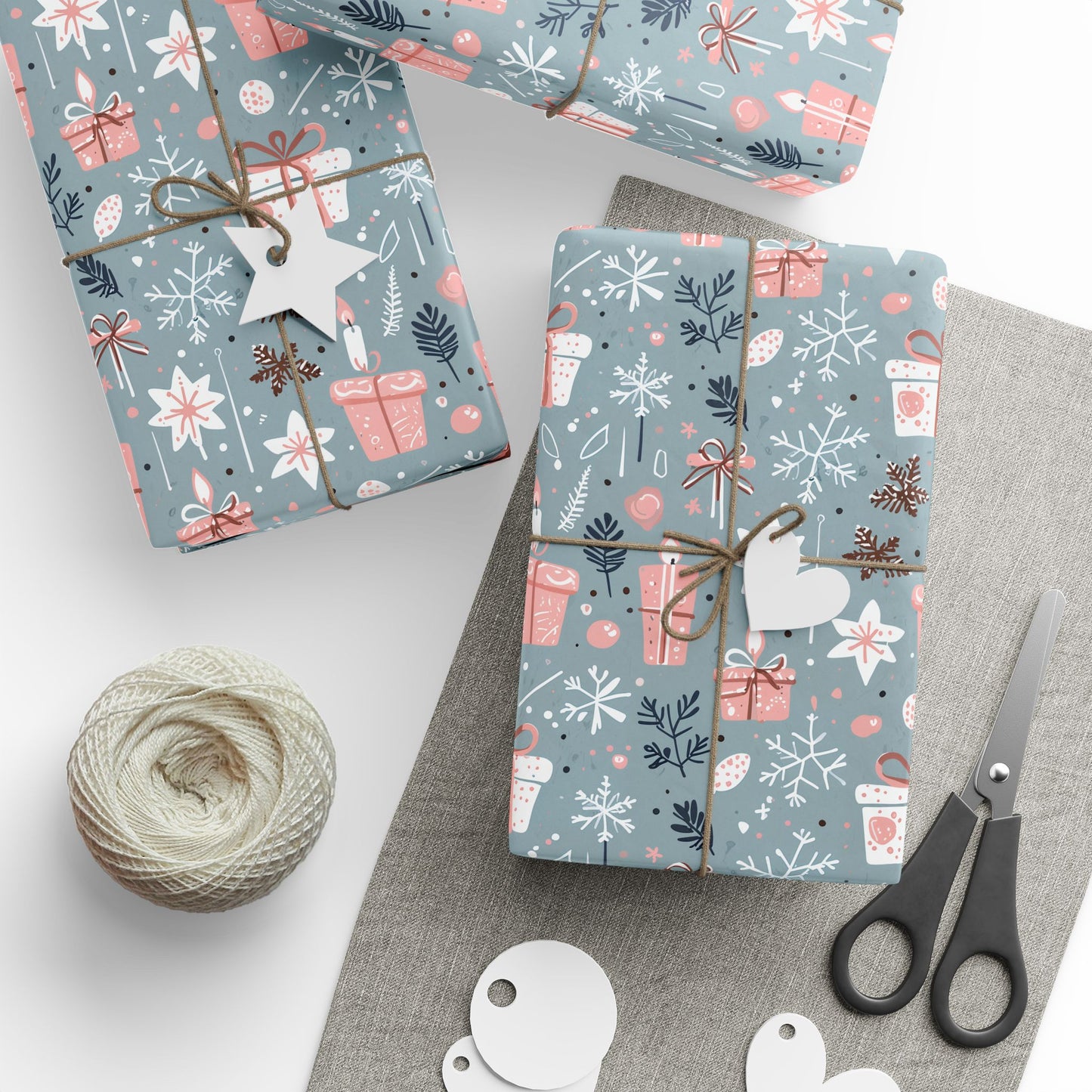 Whimsical Pink & Blue Holiday Wrapping Papers