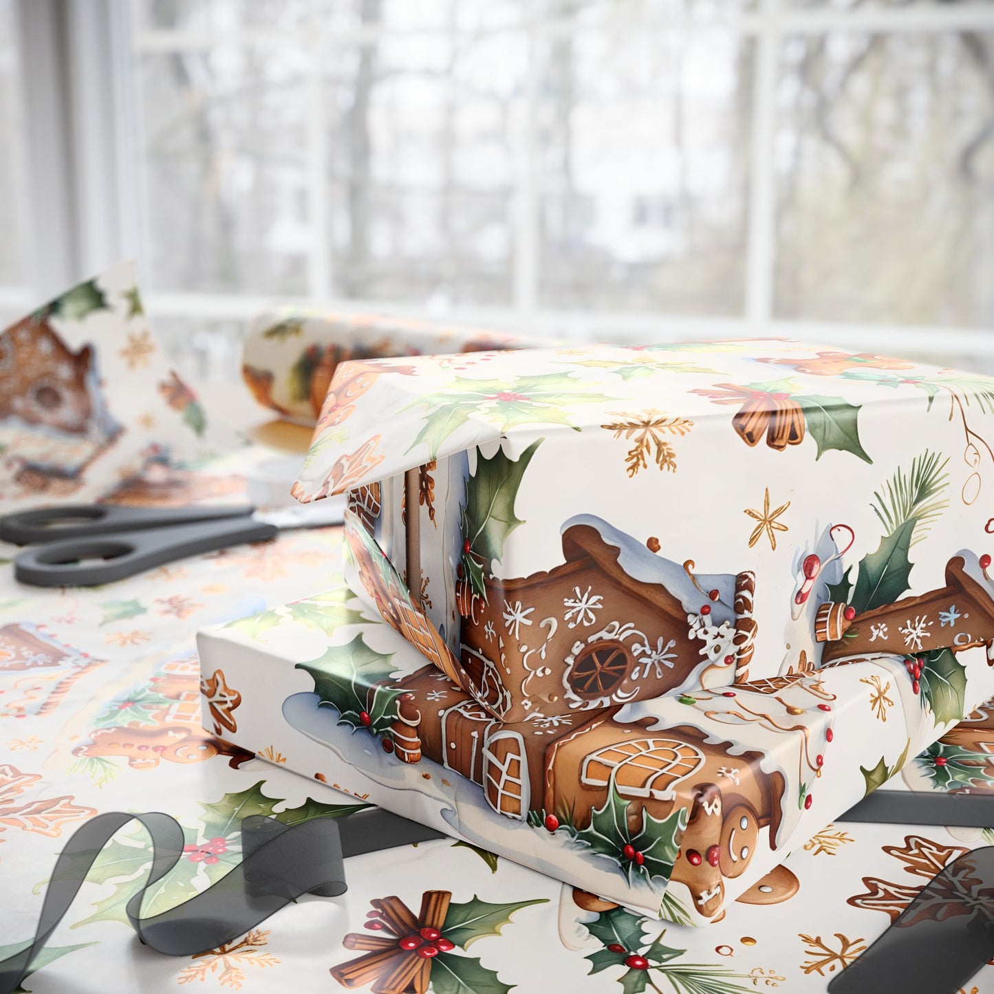 Gingerbread Glam – Sweet Homes & Holly Holiday Wrapping Paper