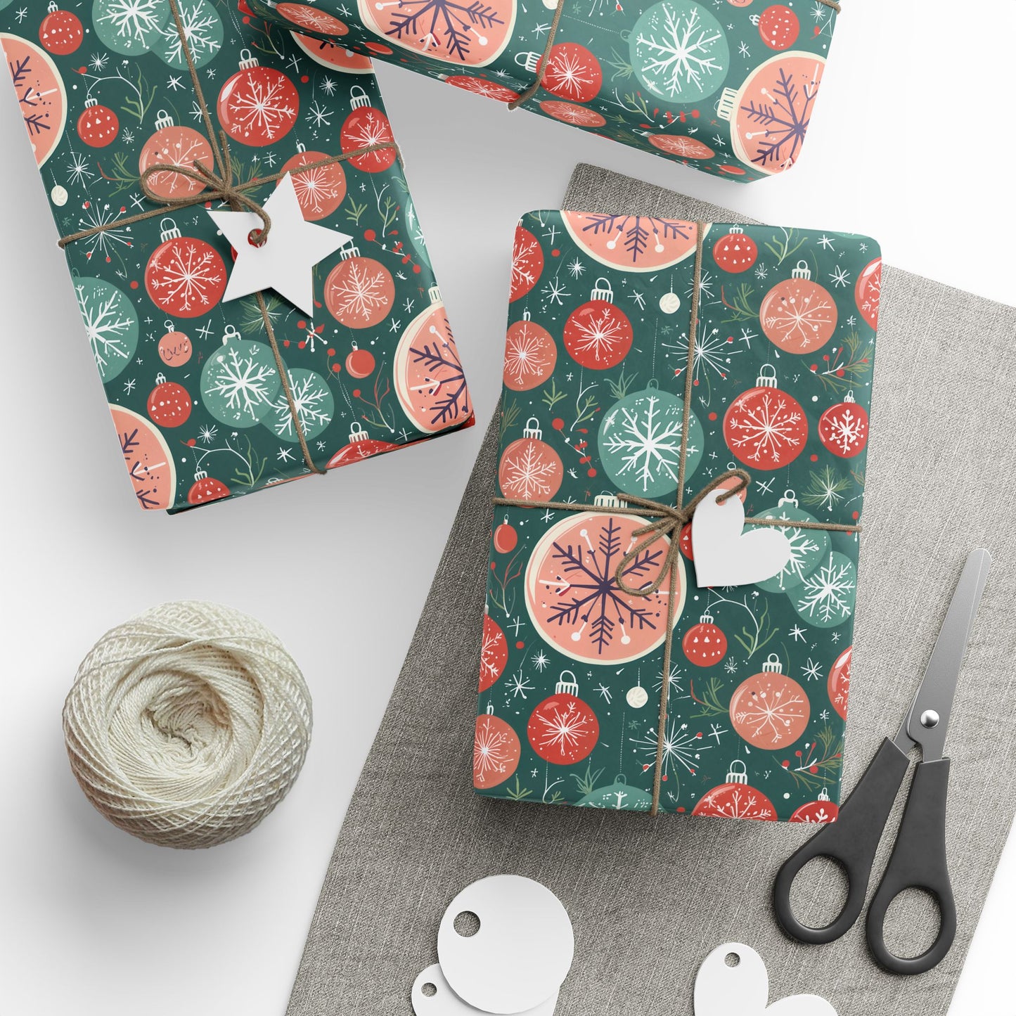 Holly Jolly Frost – Vintage Ornament Wrapping Paper