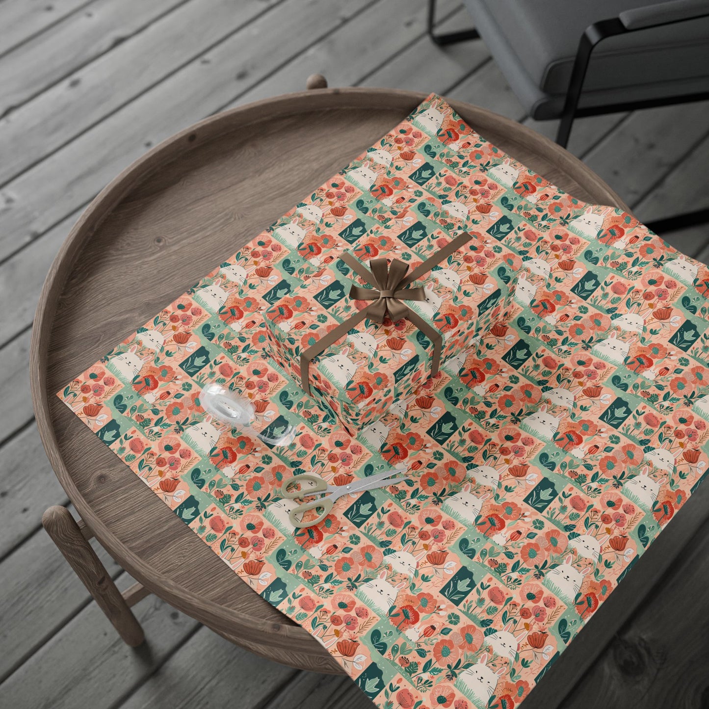 Bunny and Floral Wrapping Paper Roll