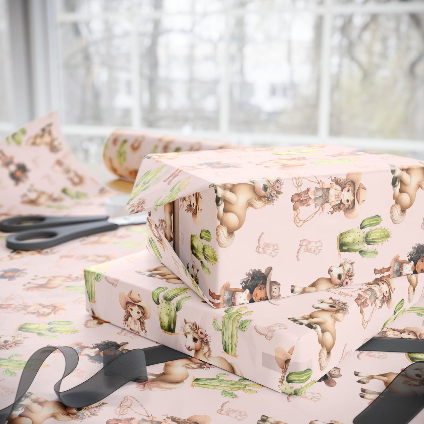 Pink Cowgirl Wrapping Paper