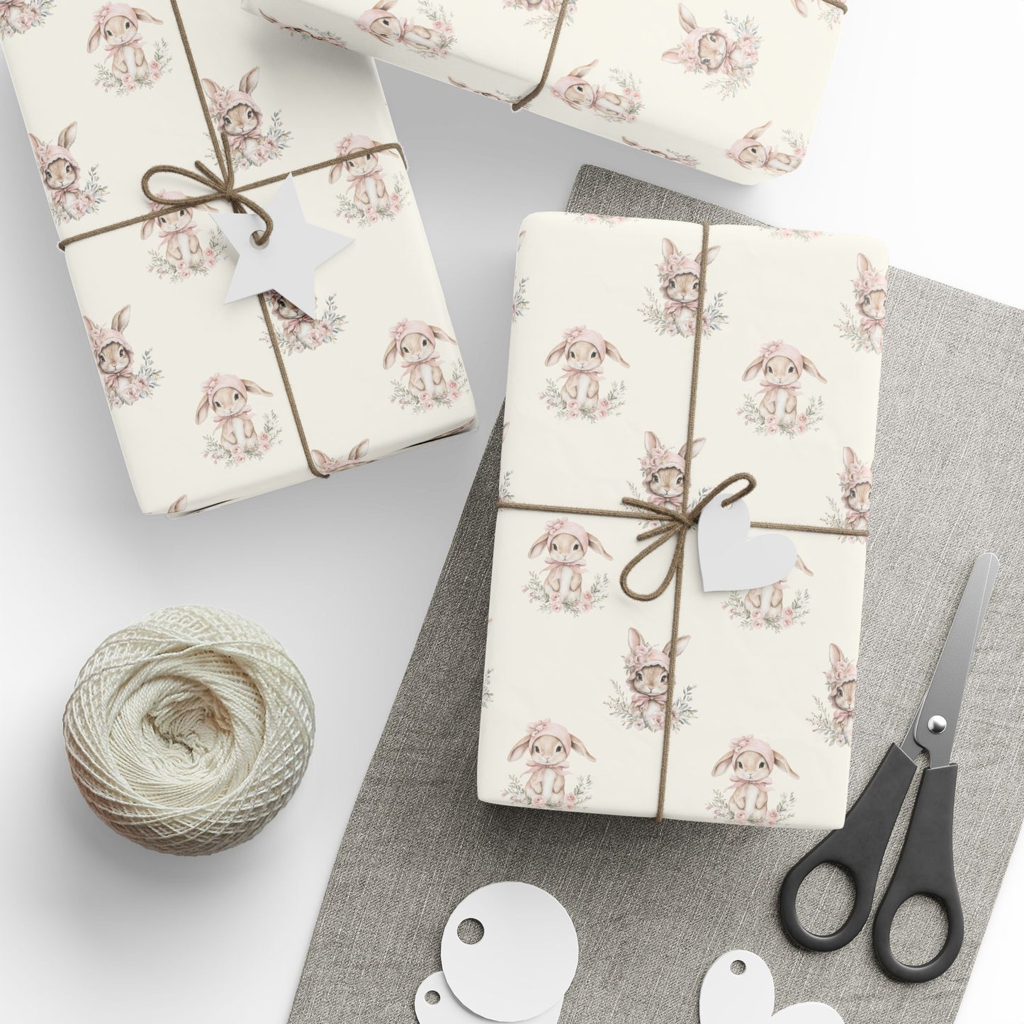 Bunny Bonnet Ballet – Vintage Blush Baby Wrapping Paper