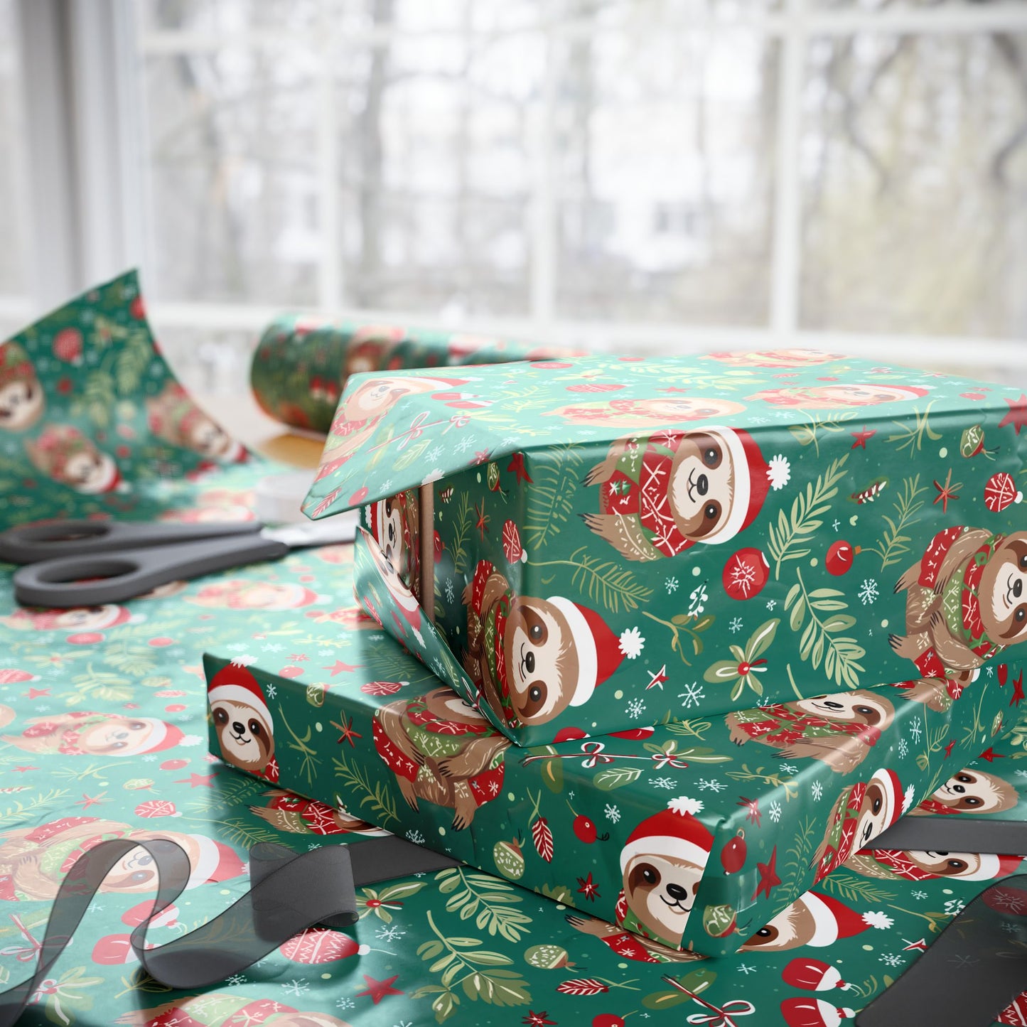 Sleighin’ It Slowly – Holiday Sloth Wrapping Paper