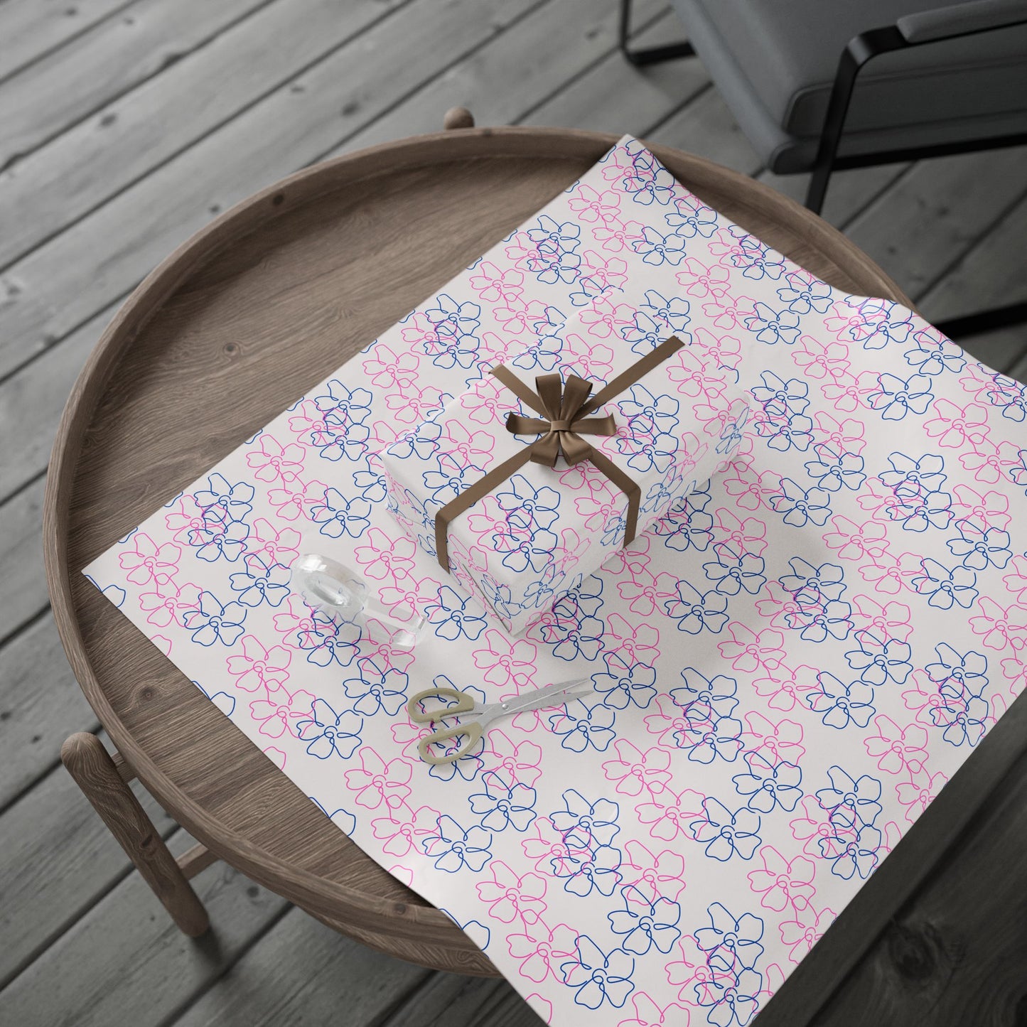 Floral Line Drawing Wrapping Paper Roll