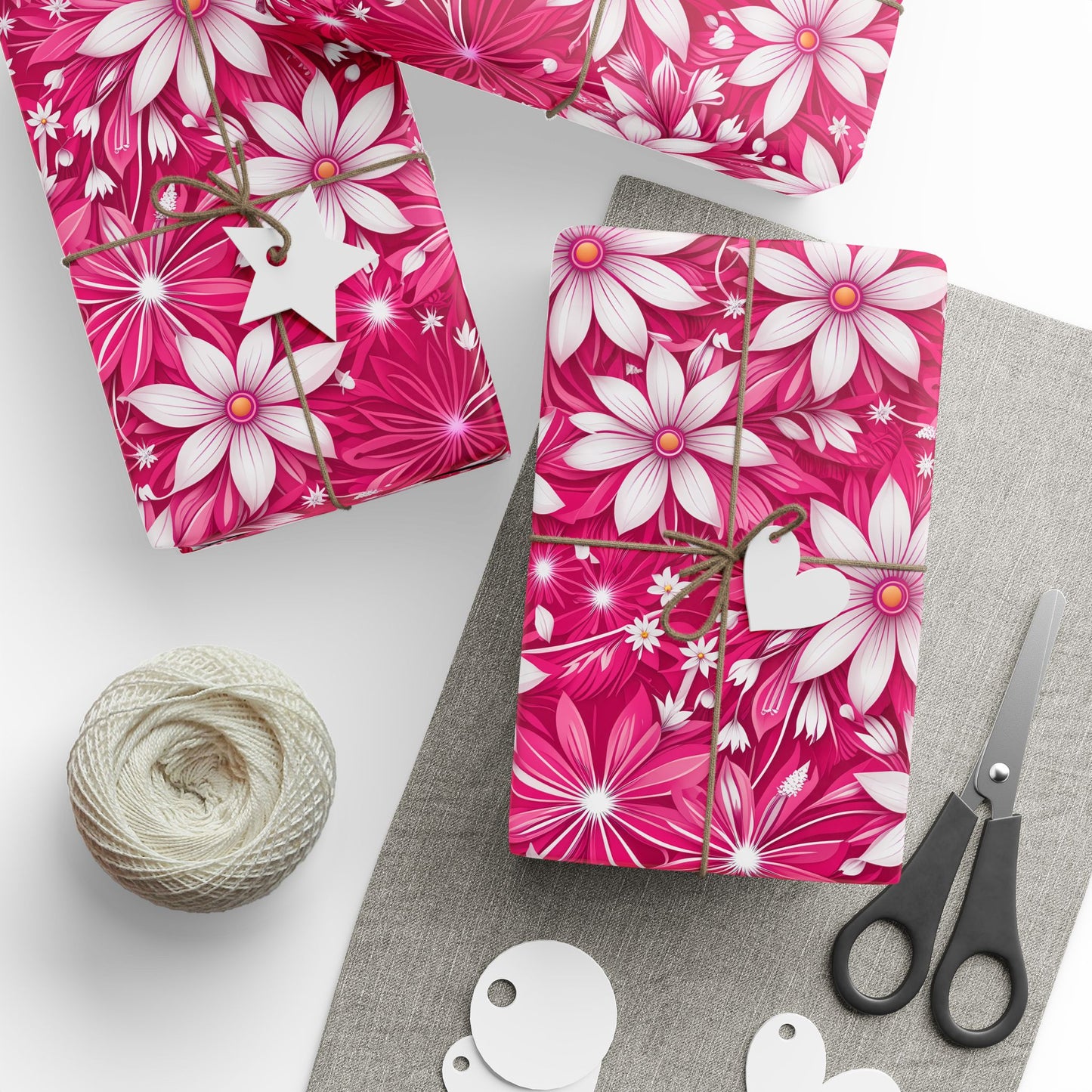 Pink and White Daisies Wrapping Paper