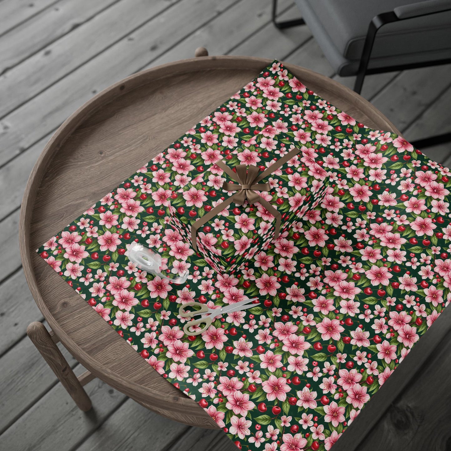 Wrapping Paper: Pink Cherry Floral Design