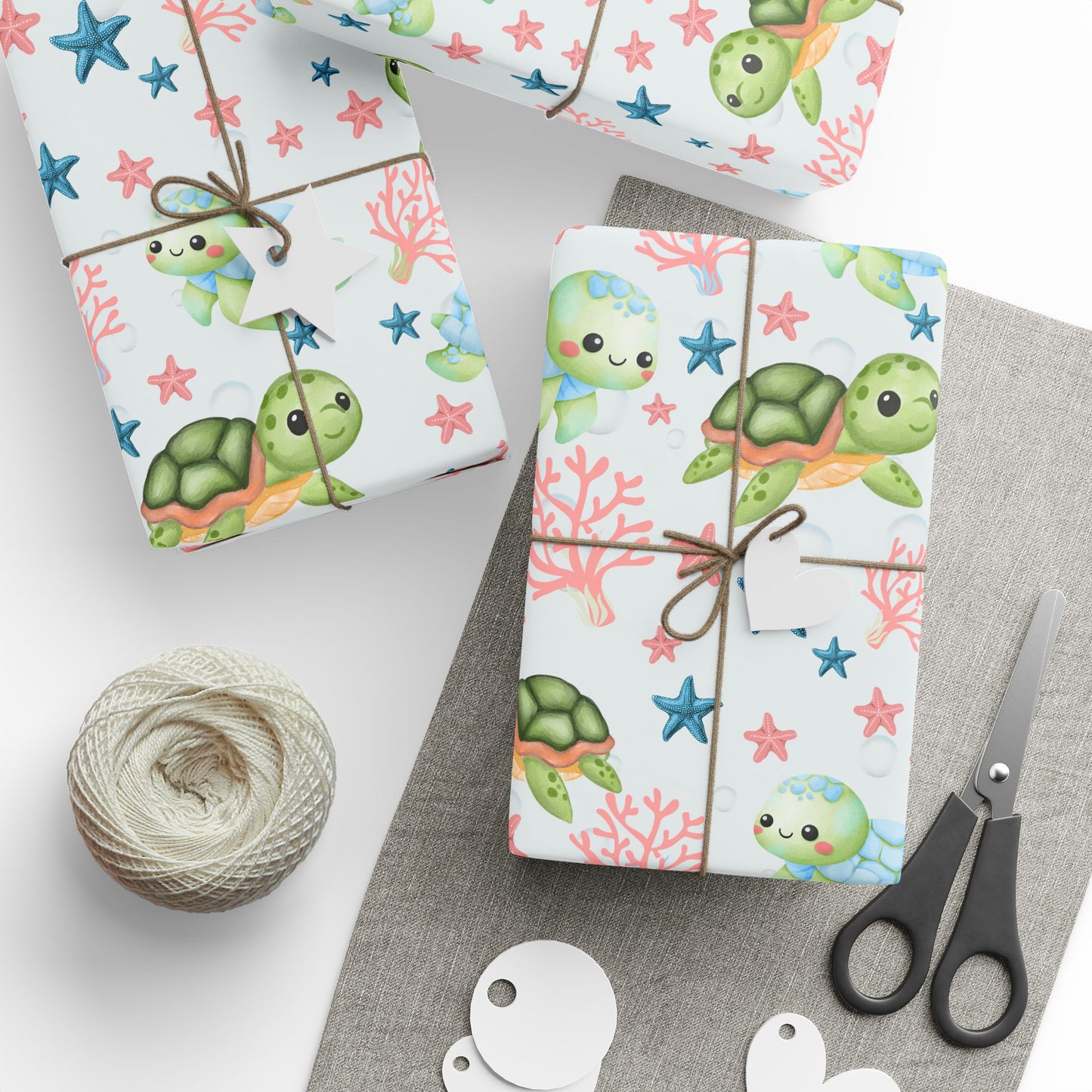 Baby Sea Turtle and Sea Stars Design