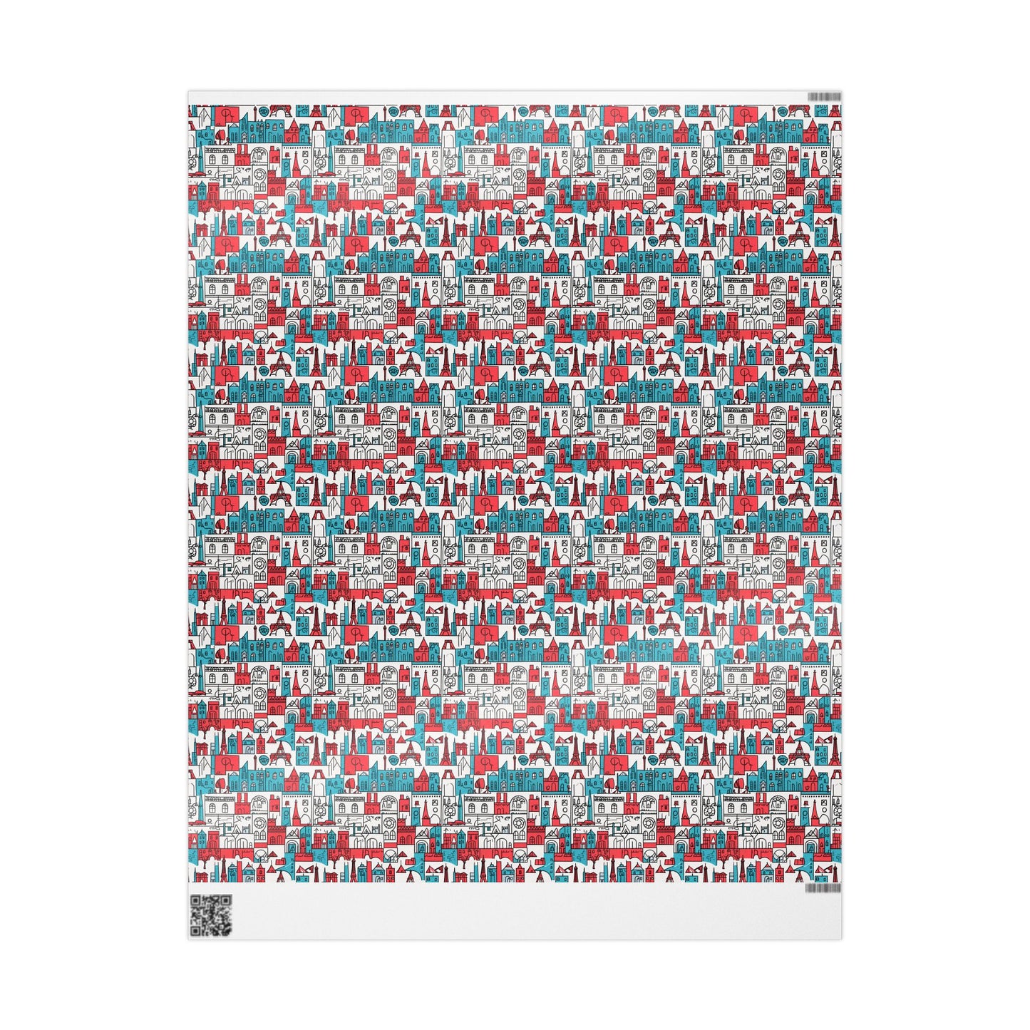 Wrapping Papers: Colorful Blue & Red Abstract Cityscape