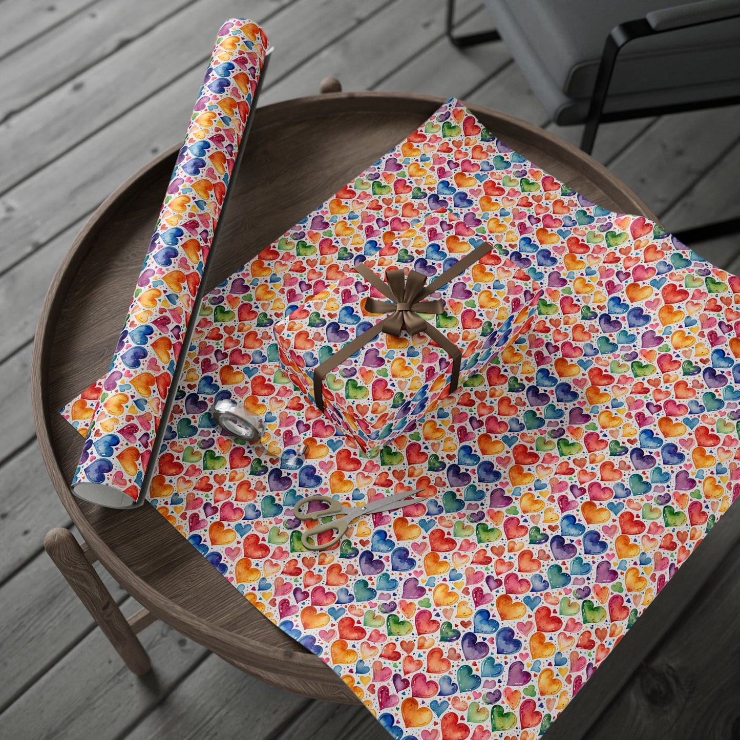 Vibrant Multicolor Heart Wrapping Paper