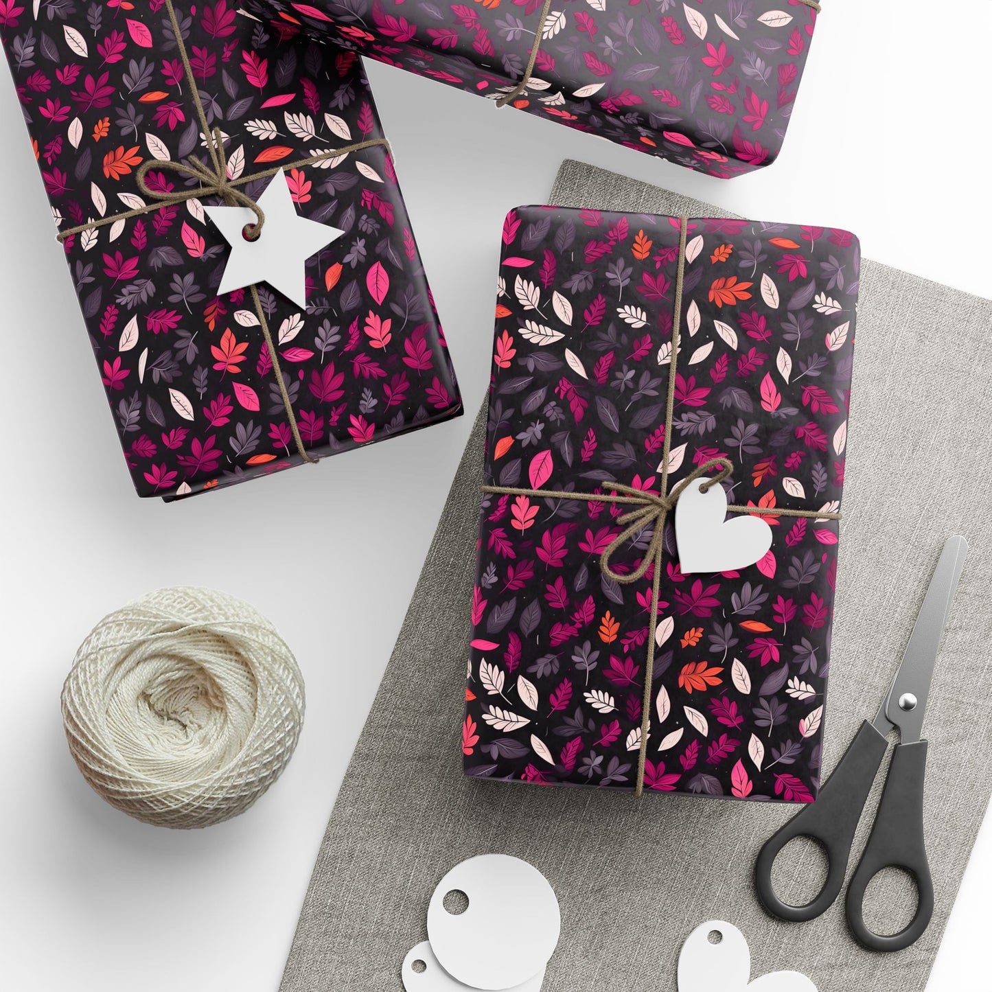Colorful Pink Leaf Wrapping Paper