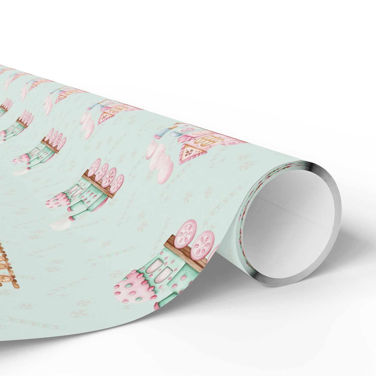 The Sweet Express – Gingerbread Christmas Train Wrapping Paper