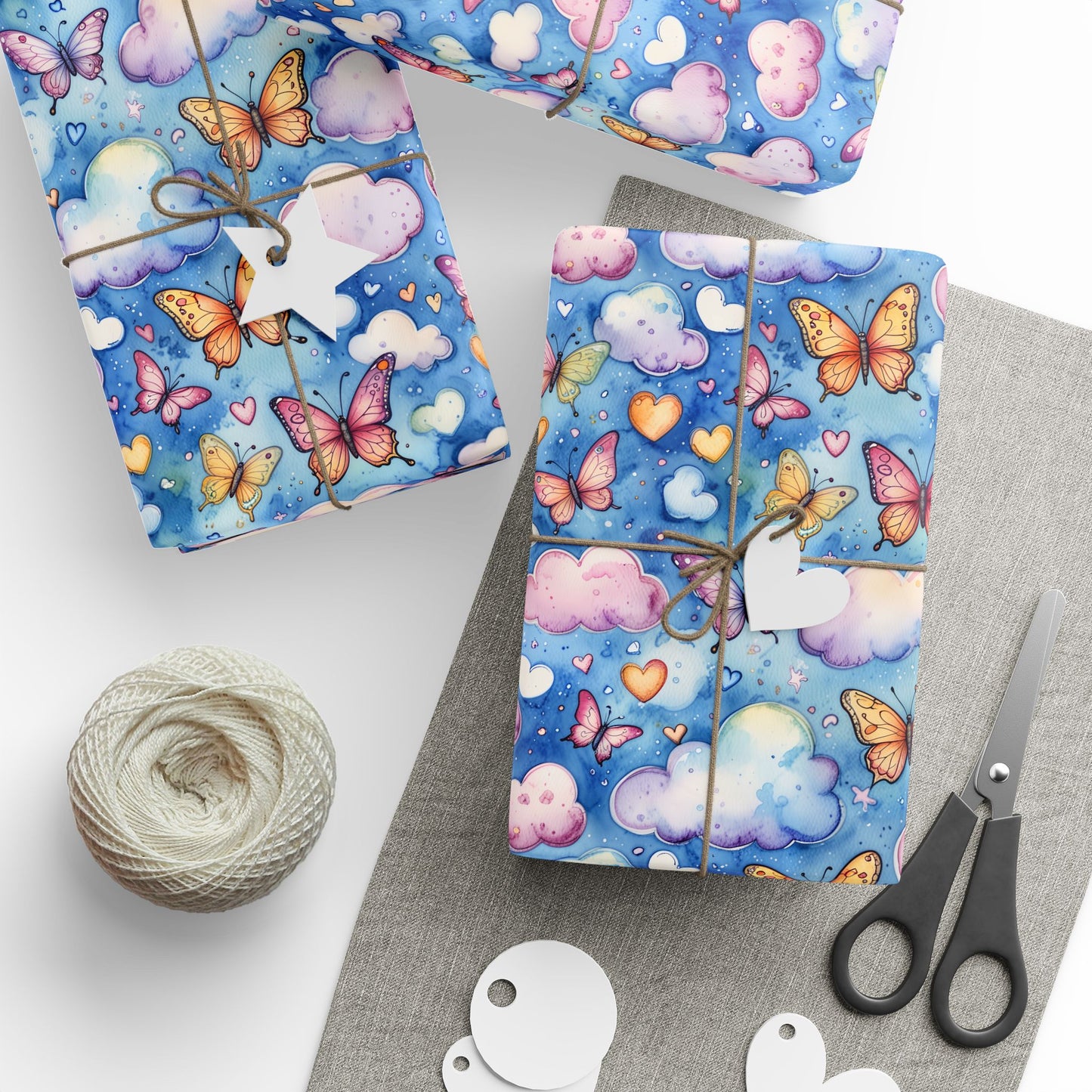 Colorful Blue Butterfly Wrapping Paper