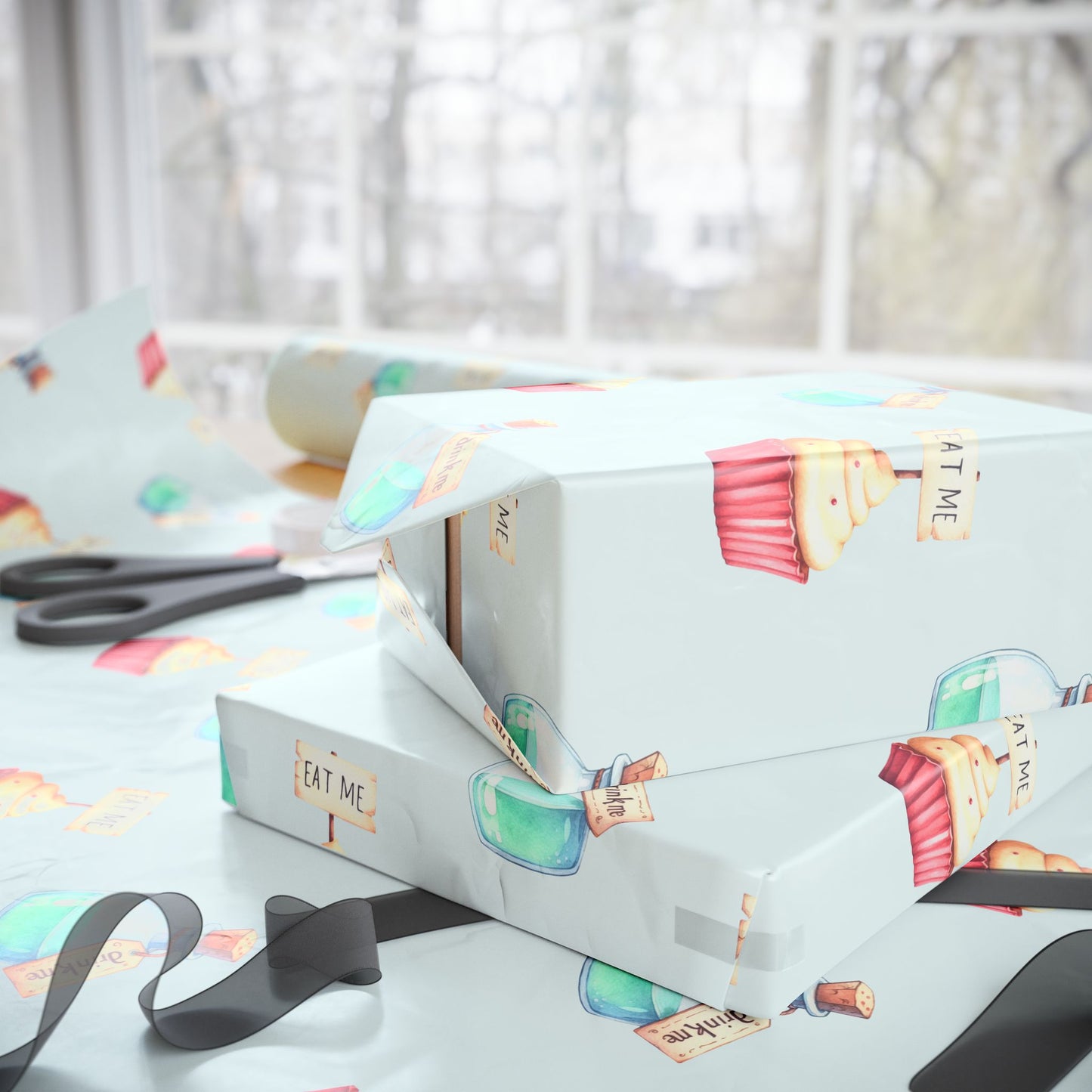 Eat Me, Drink Me Alice in Wonderland Gift Wrap