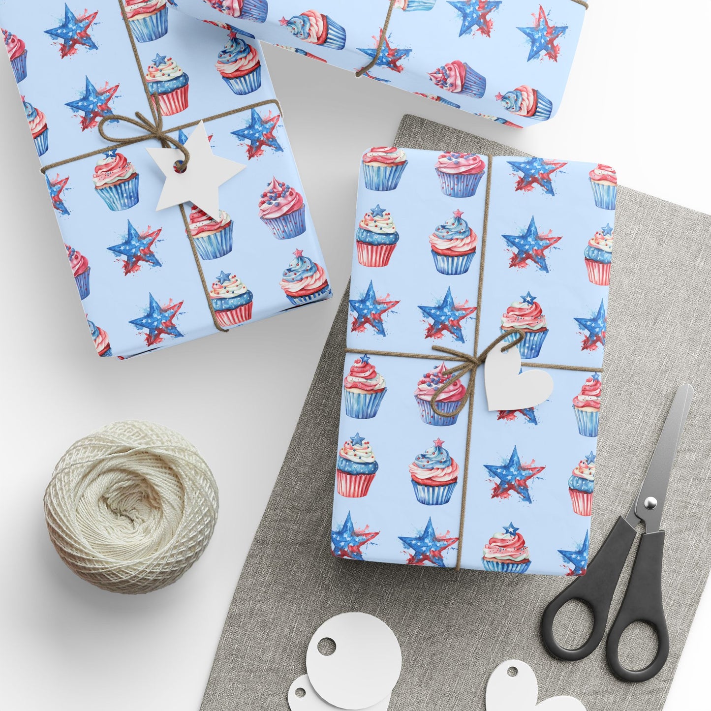Patriotic Cupcake Wrapping Paper
