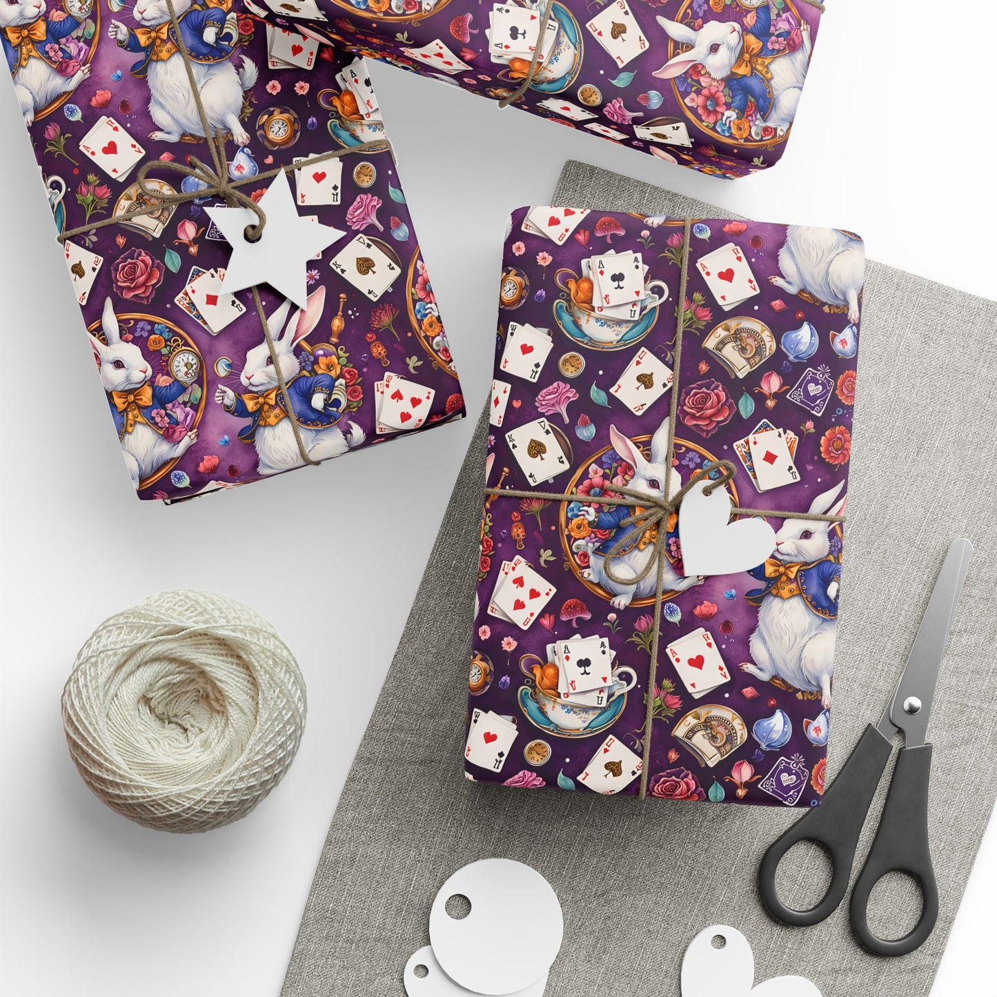 Whimsical Alice in Wonderland Wrapping Paper - Regal Purple