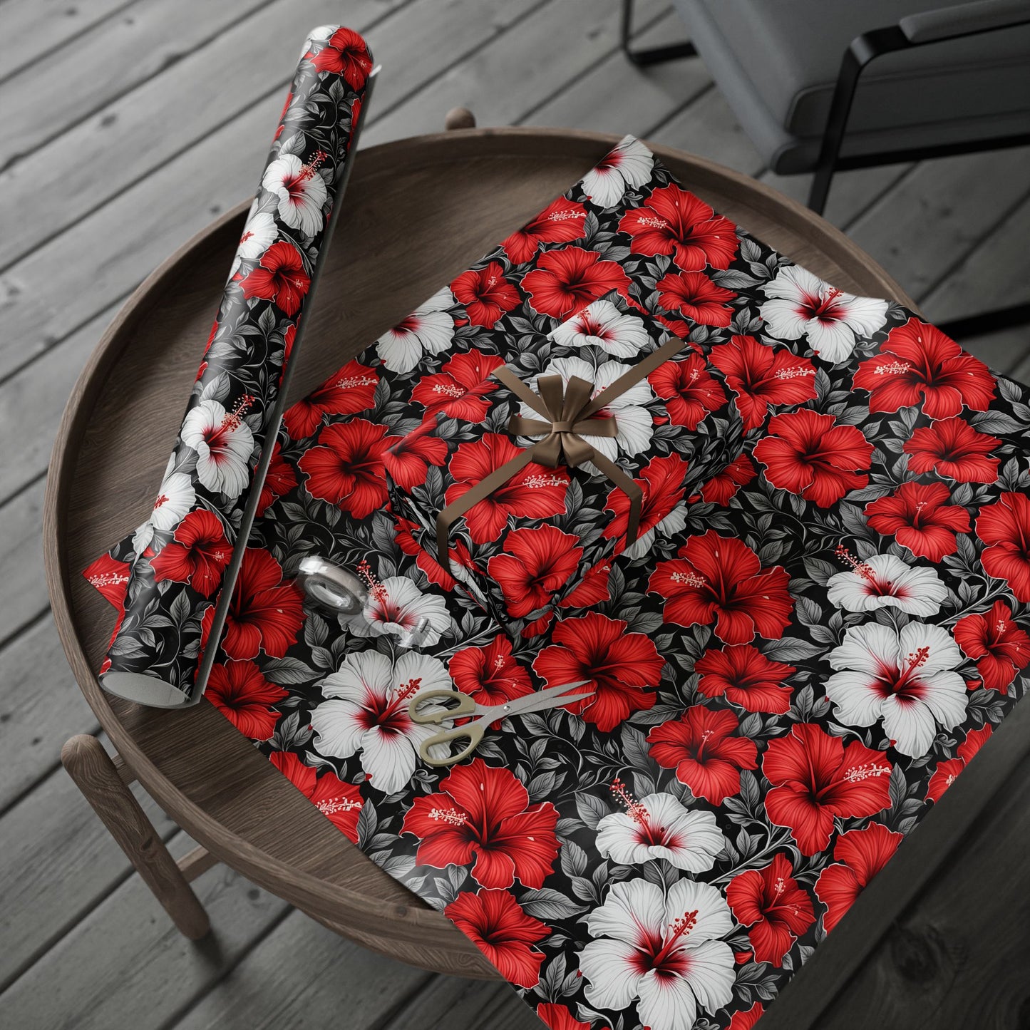 Hibiscus Floral Print Gift Wrapping Paper - Lokipawz