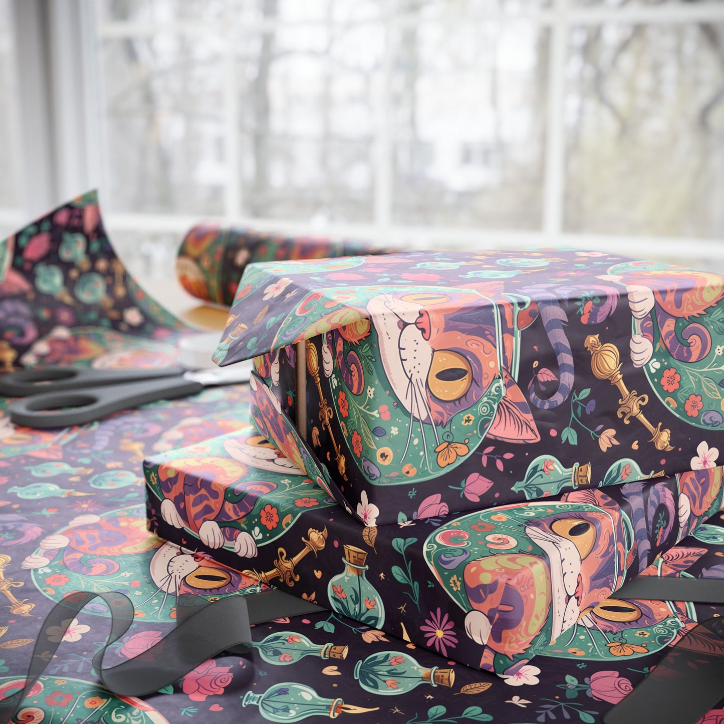 Funky Cheshire Cat Design for Gift Wrapping