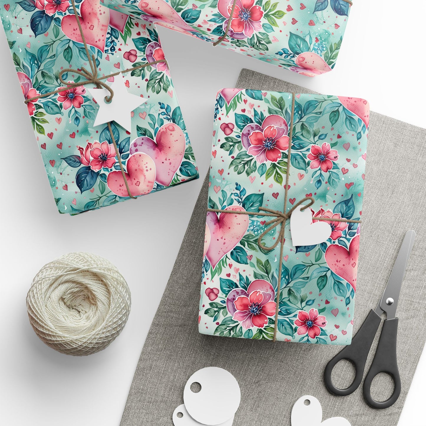 Blue & Pink Floral Gift Wrap