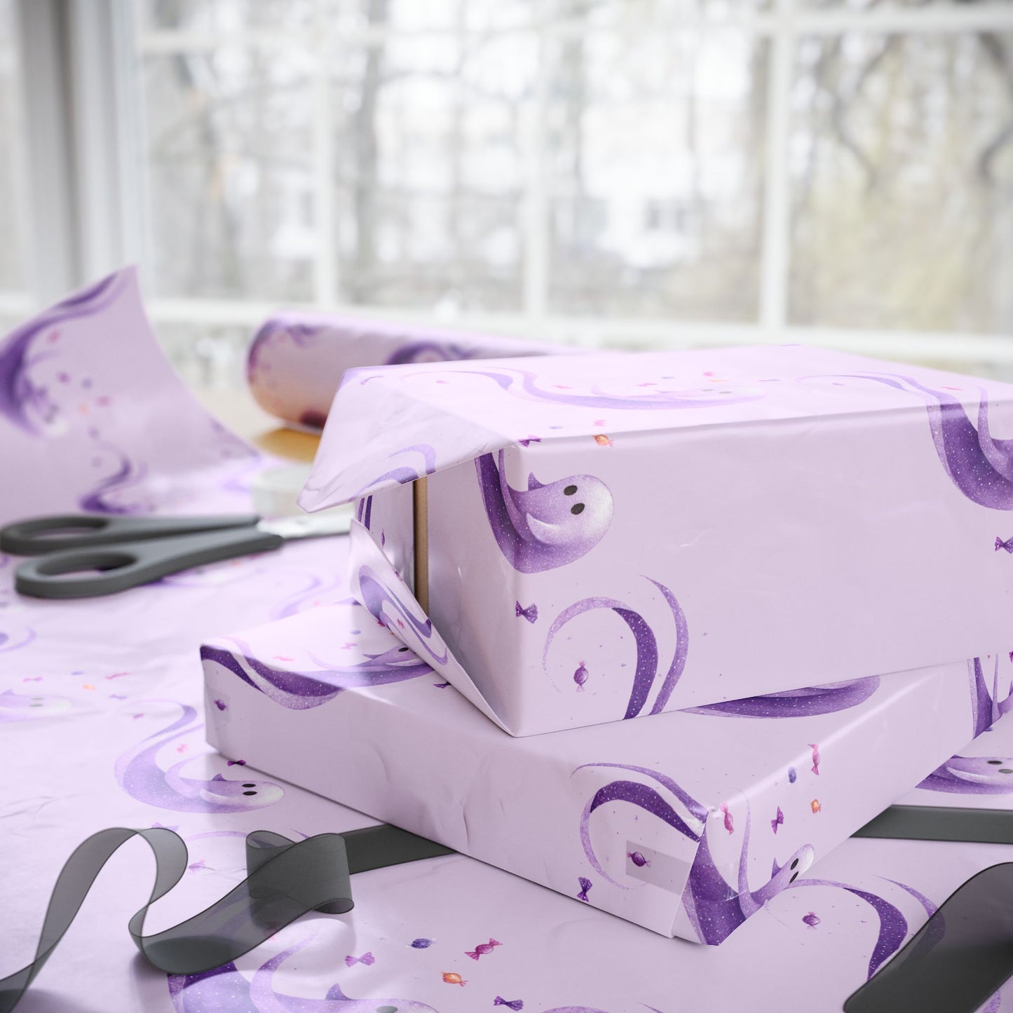 Ghosted & Gorgeous – Pastel Halloween Wrapping Paper