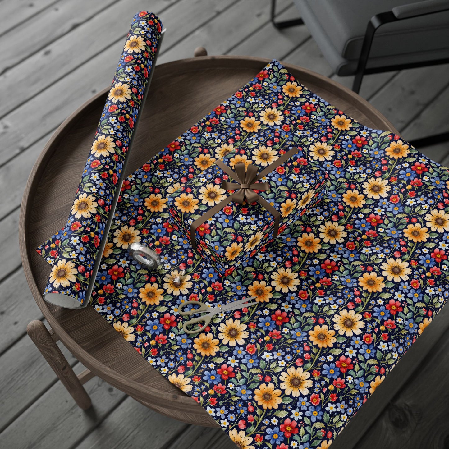 Colorful Floral on Black Background