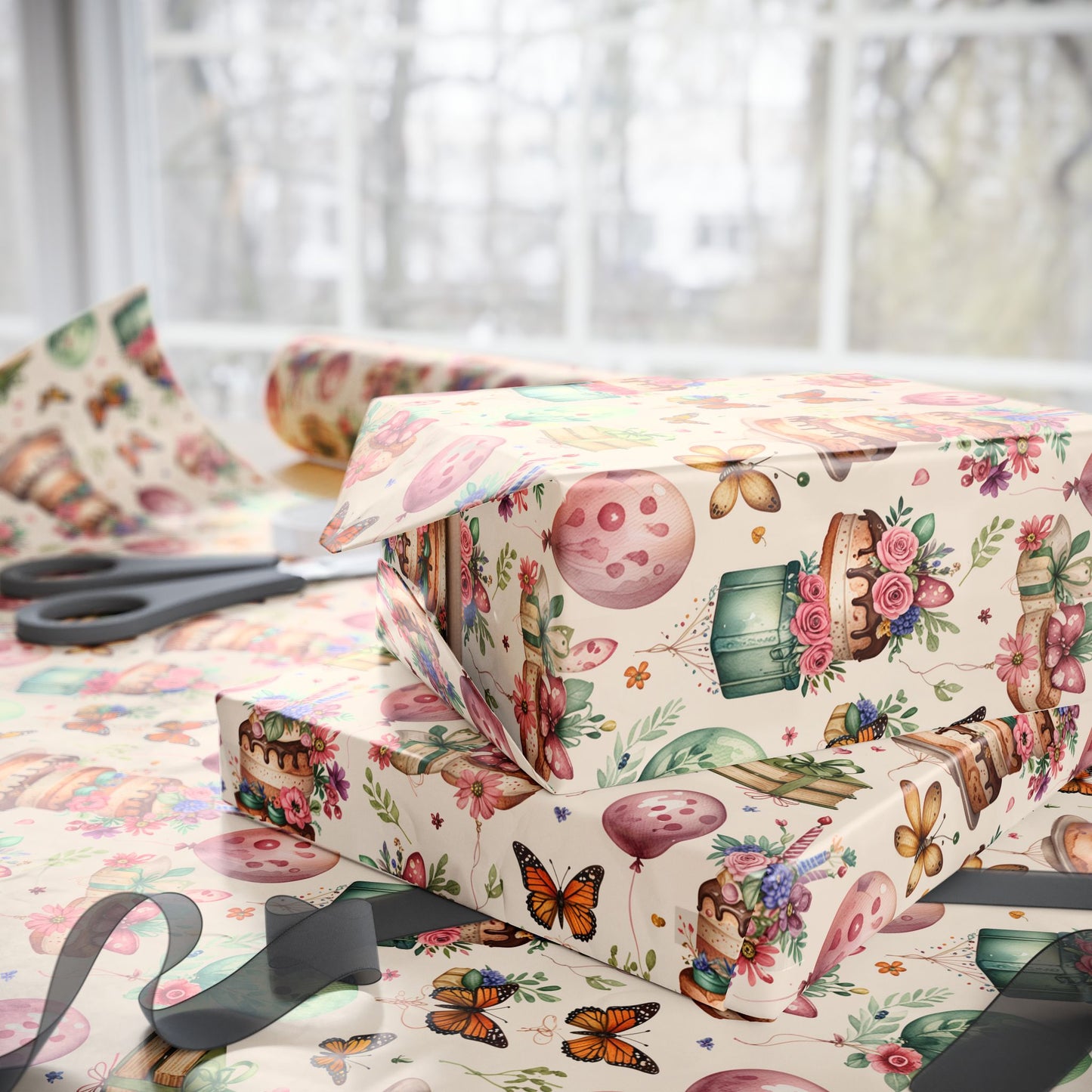 Charming Botanical Birthday Gift Wrap