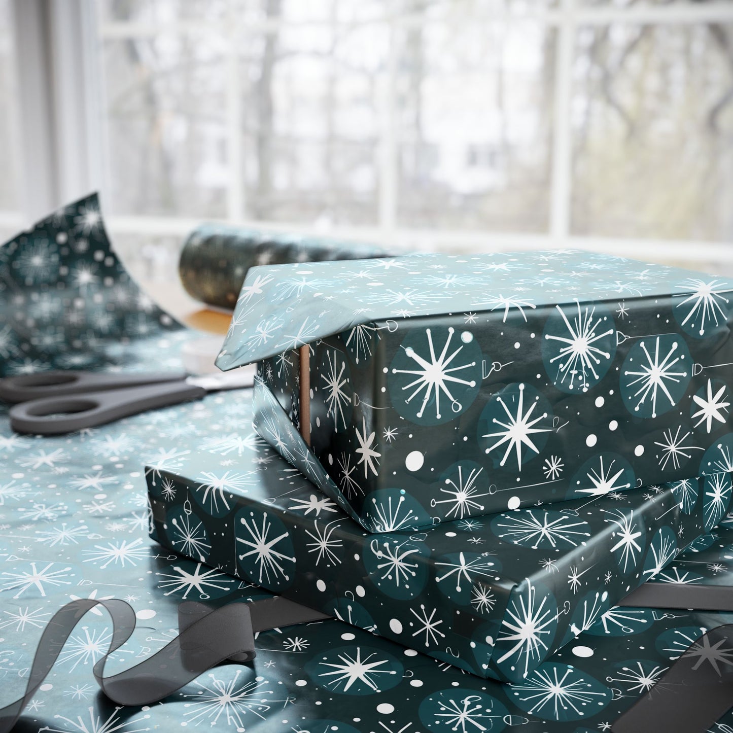 Atomic Bauble Pop – Mid - Century Ornament Wrapping Paper