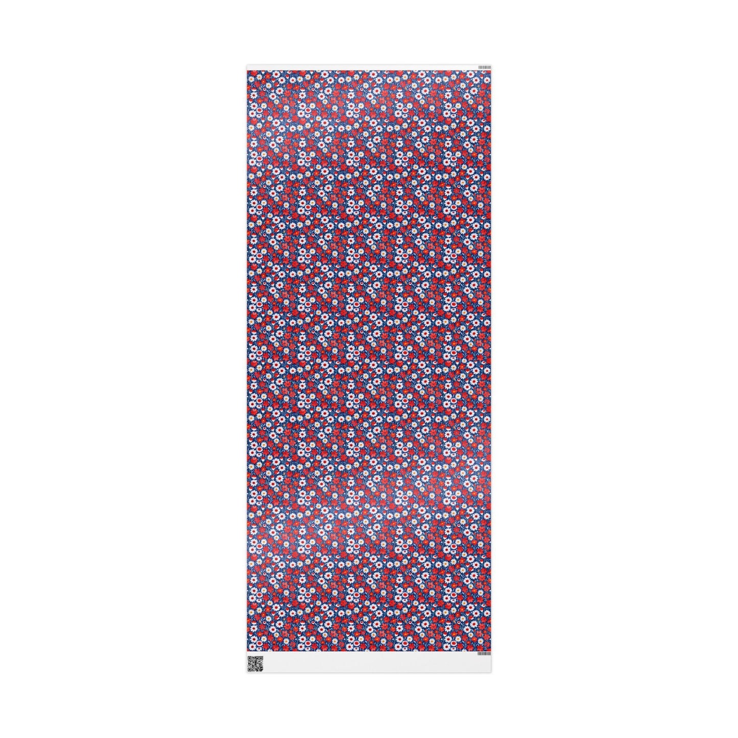 Vibrant Red, Blue and White Floral Wrapping Paper